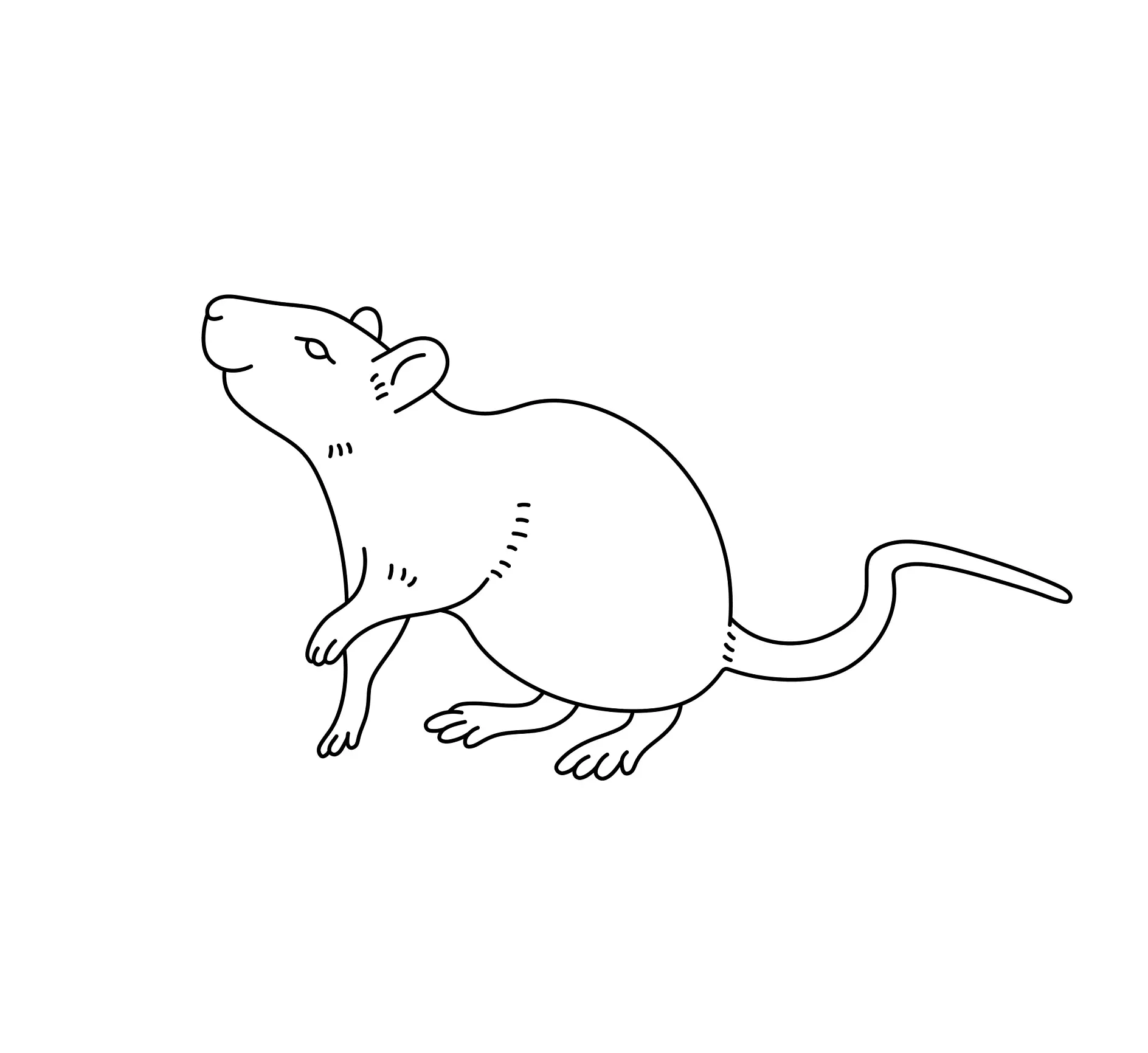 Ausmalbild schlichte Maus seitlich stehend