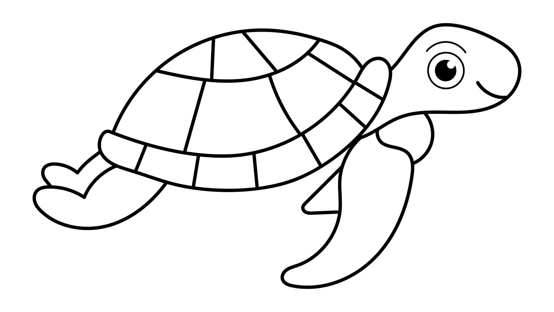 Ausmalbild Schwimmende Schildkröte mit großen Augen