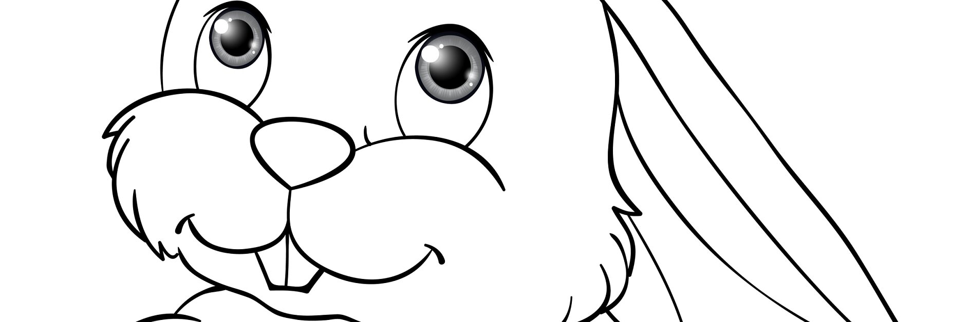 Ausmalbild lachender stehender Hase