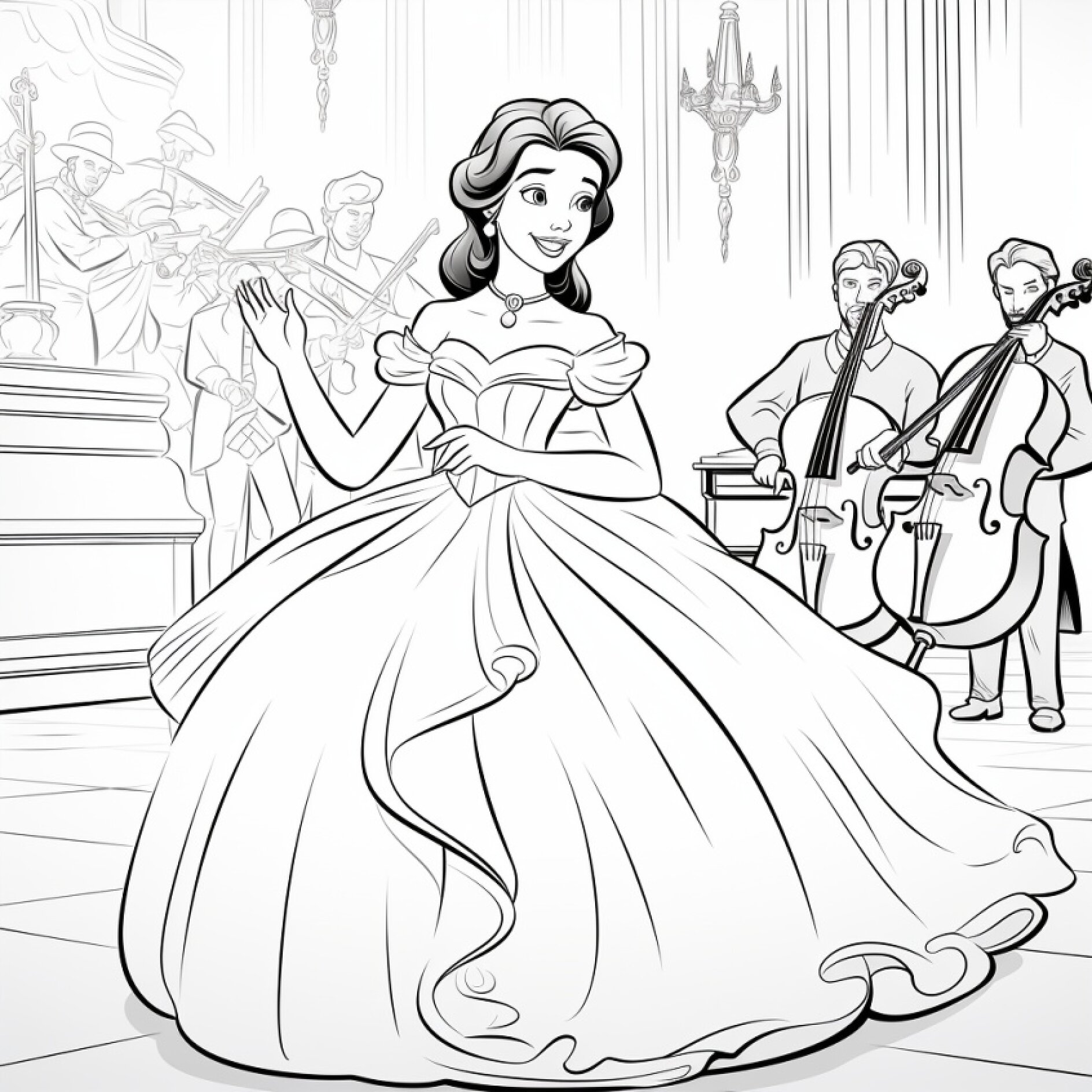 Ausmalbild Prinzessin Belle Disney Prinzessin Zauberhafte