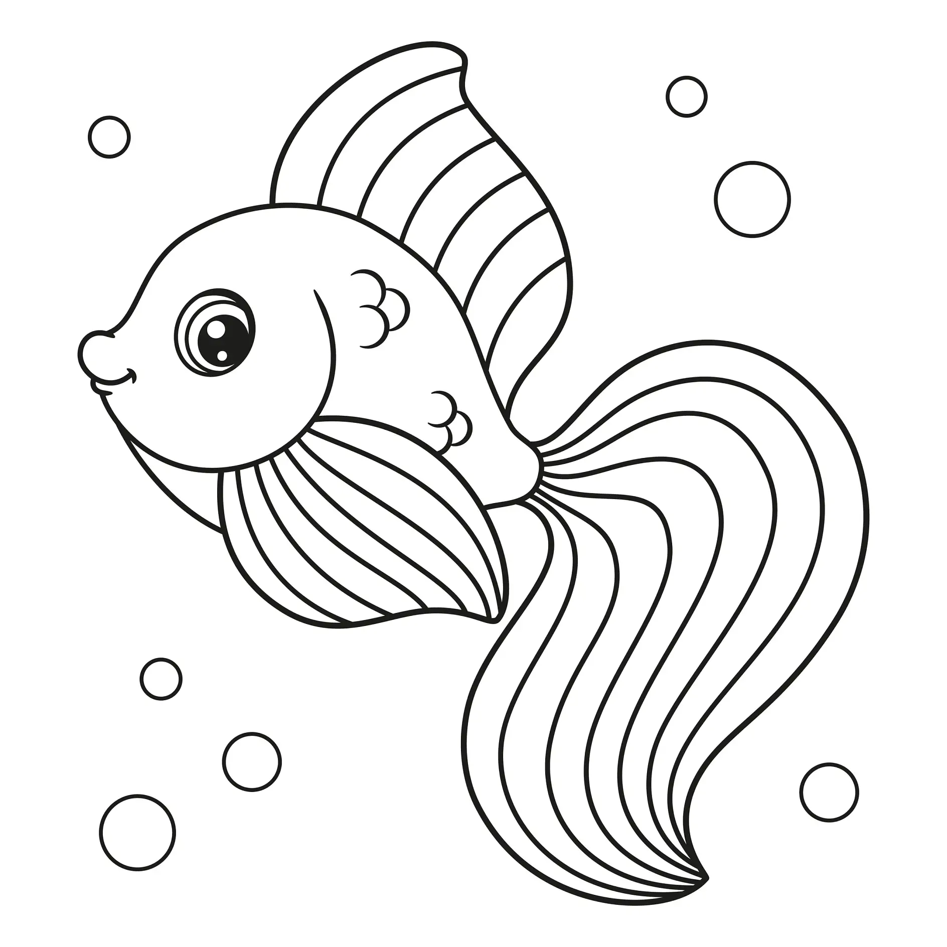 Cute cartoon fish coloring page, vector illustration