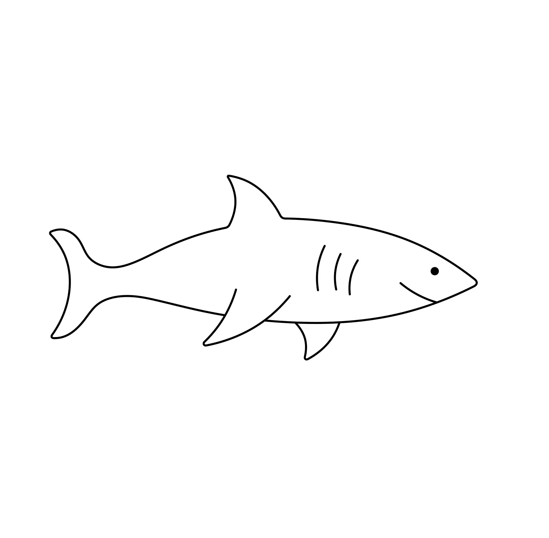 Ausmalbild einfacher Hai