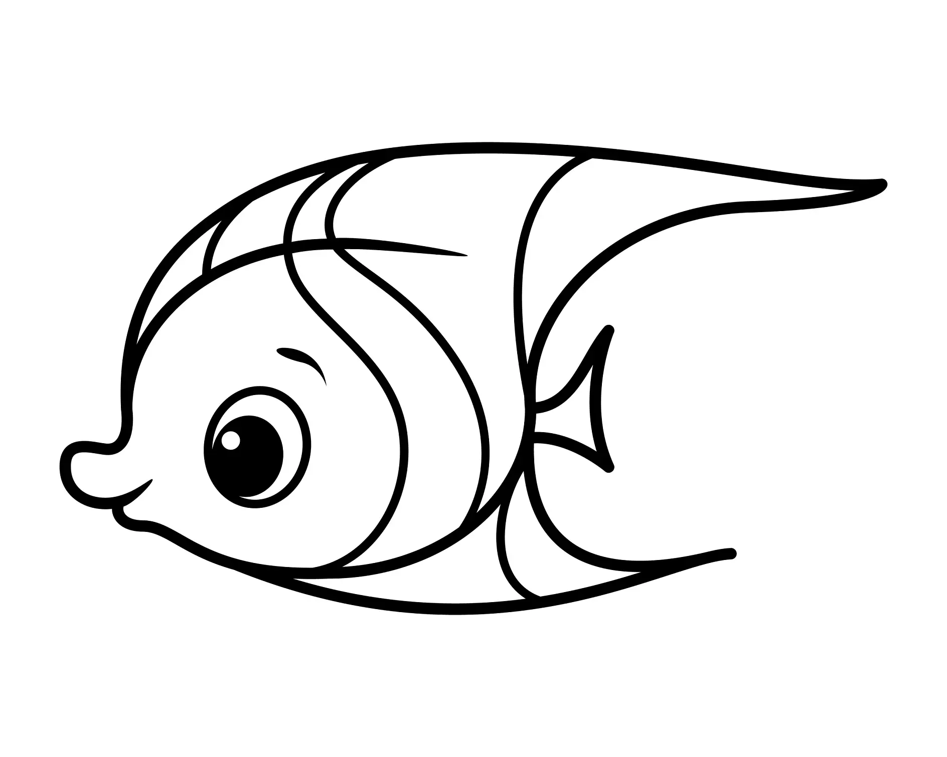 Ausmalbild Fisch mit großen Augen