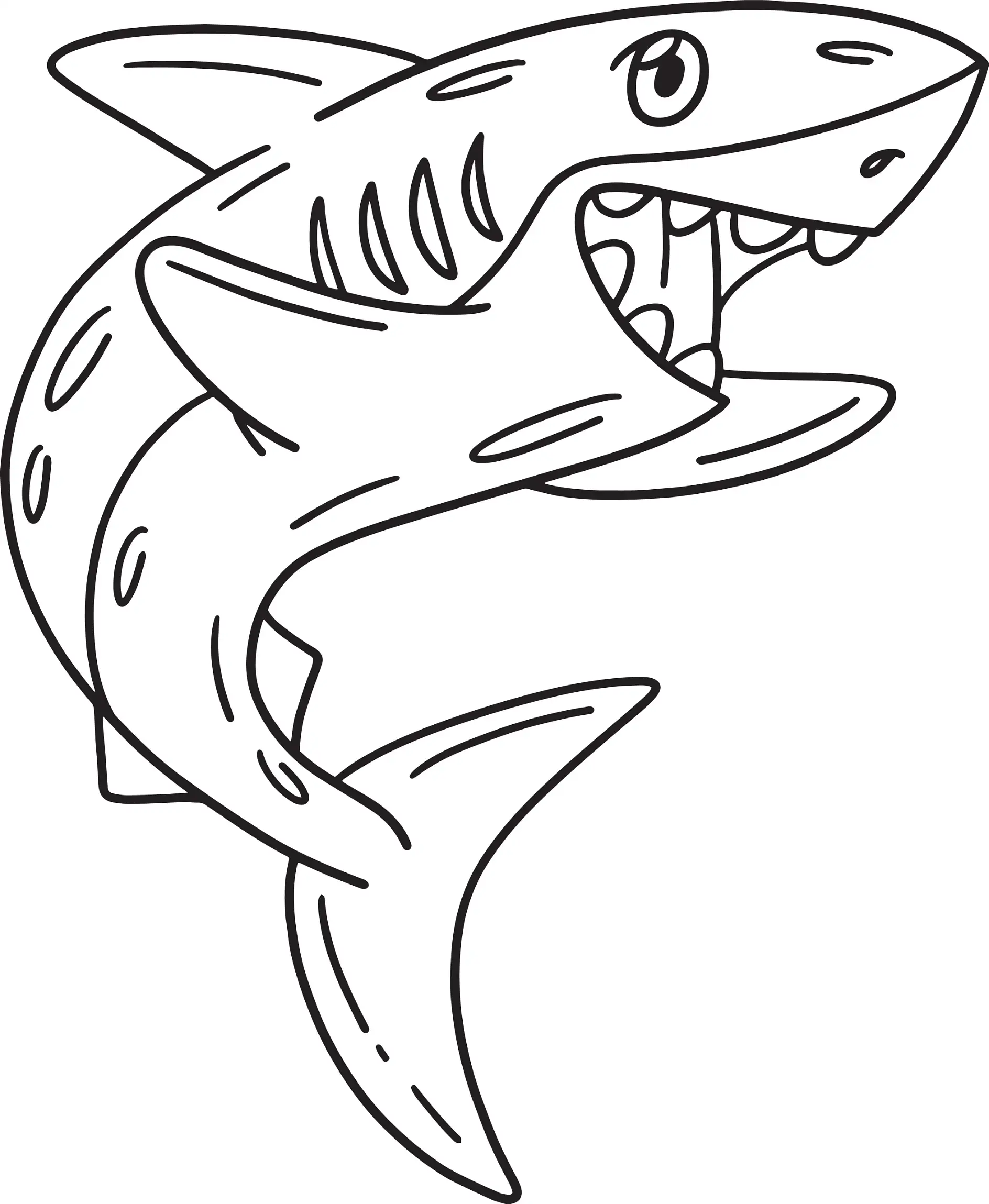 Ausmalbild Hai mit offener Schnauze