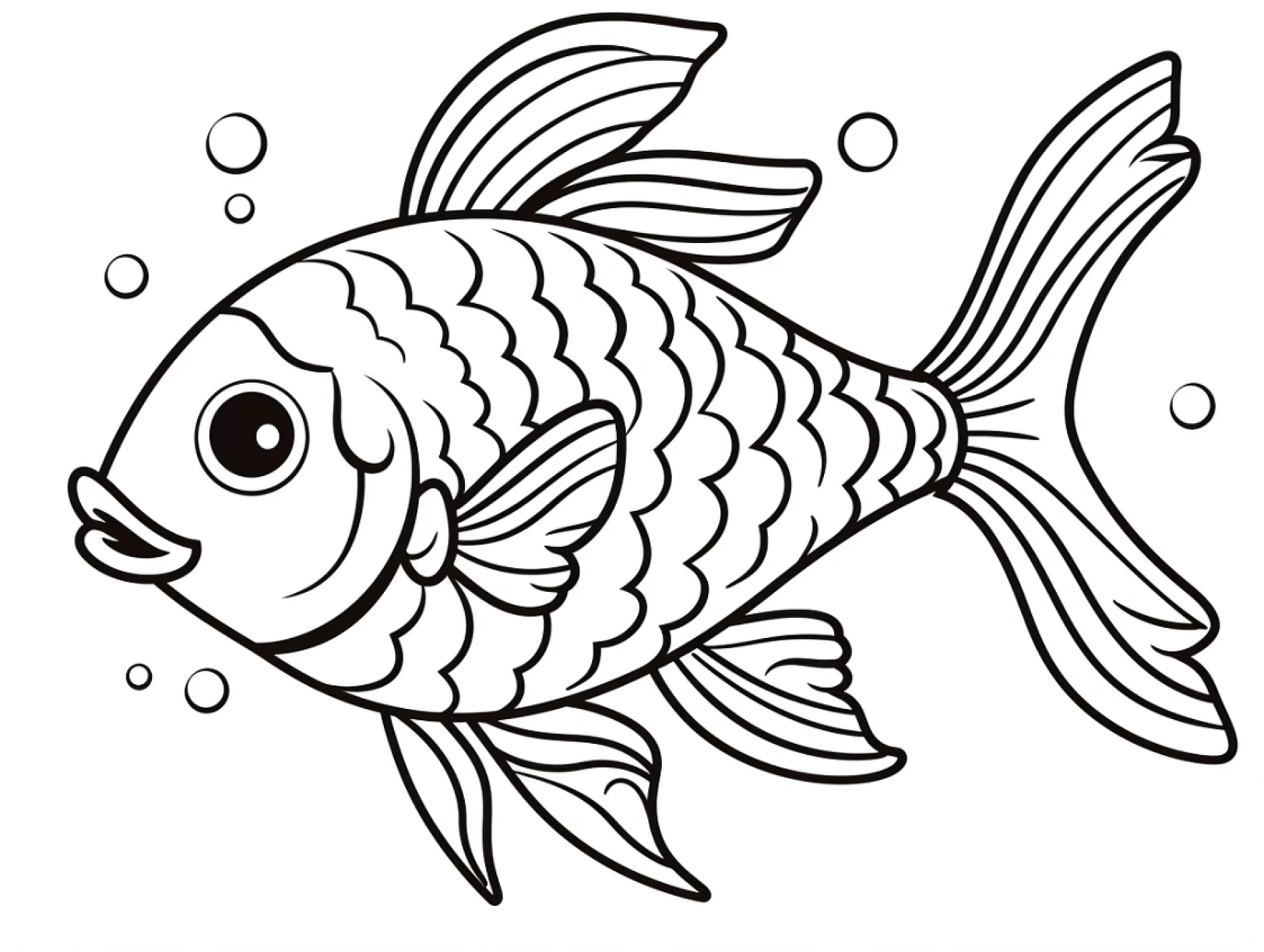 Vorlage Fisch mit Schuppen und Flossen zum Ausmalen Ausmalbild Fisch mit Schuppen und Flossen