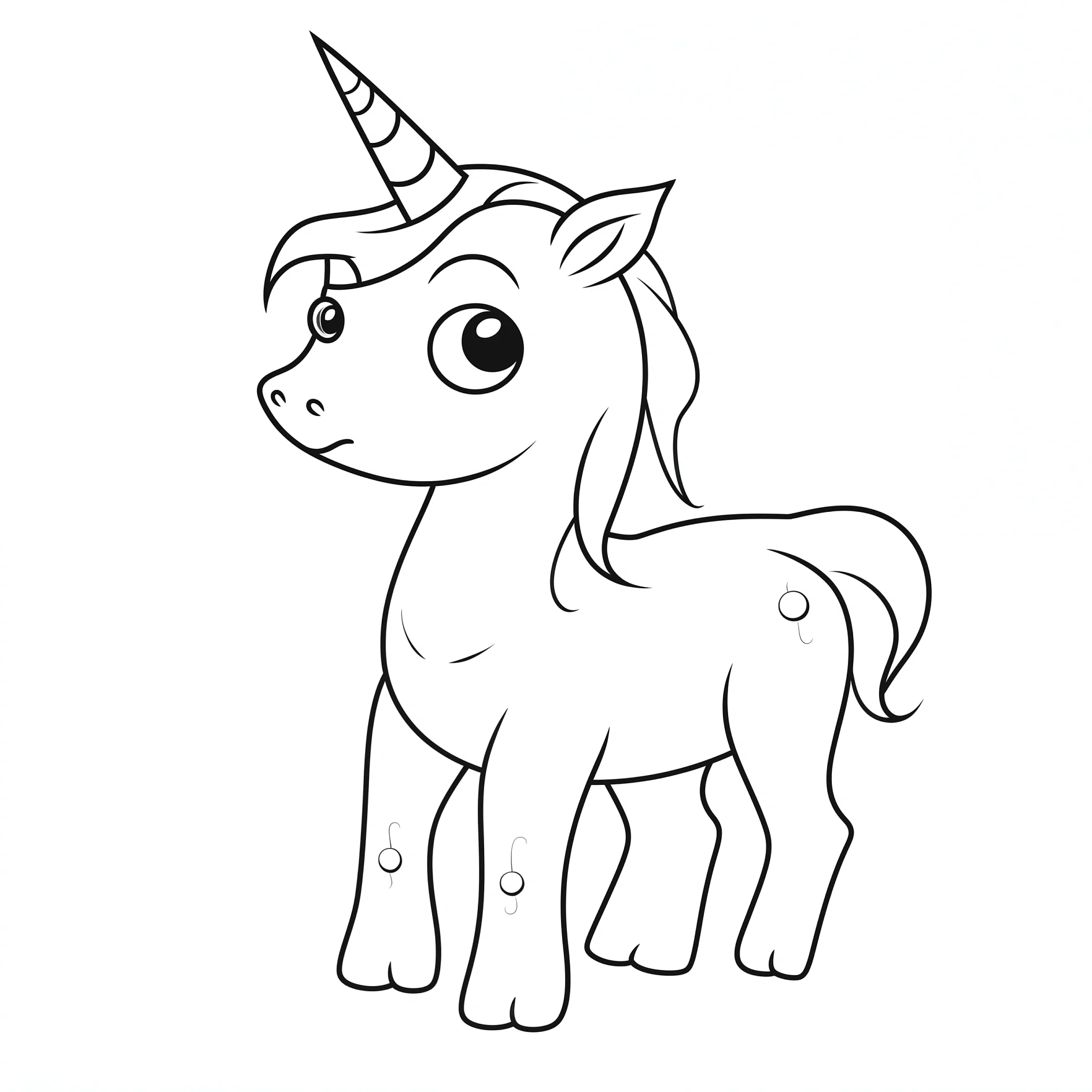 Vorlage Einhorn stehend mit großen Augen zum Ausmalen Ausmalbild Einhorn stehend mit großen Augen