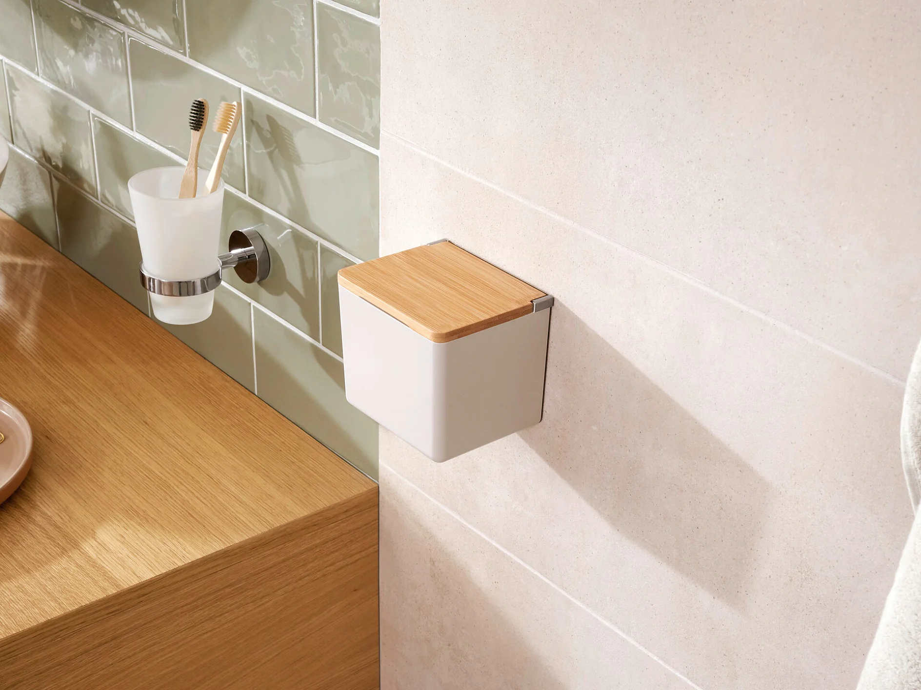 StorageWorks Toilettenpapier Box Mit Bambusdeckel - Klopapierhalter Für 12 Rollen | Hellkhaki Faltbar