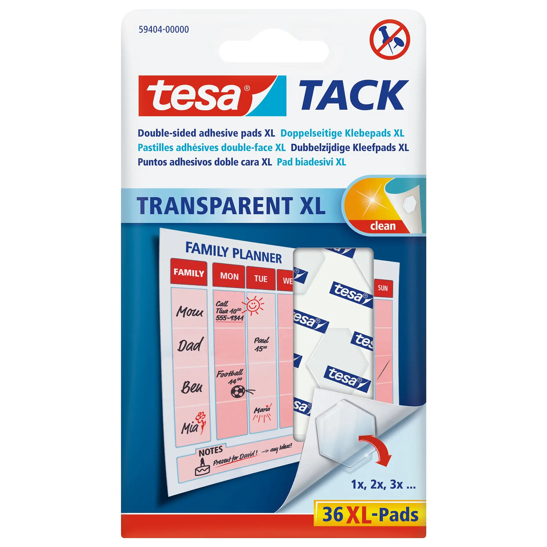[en-en] tesa TACK Transparent Adhesive Pads XL, 36 pads