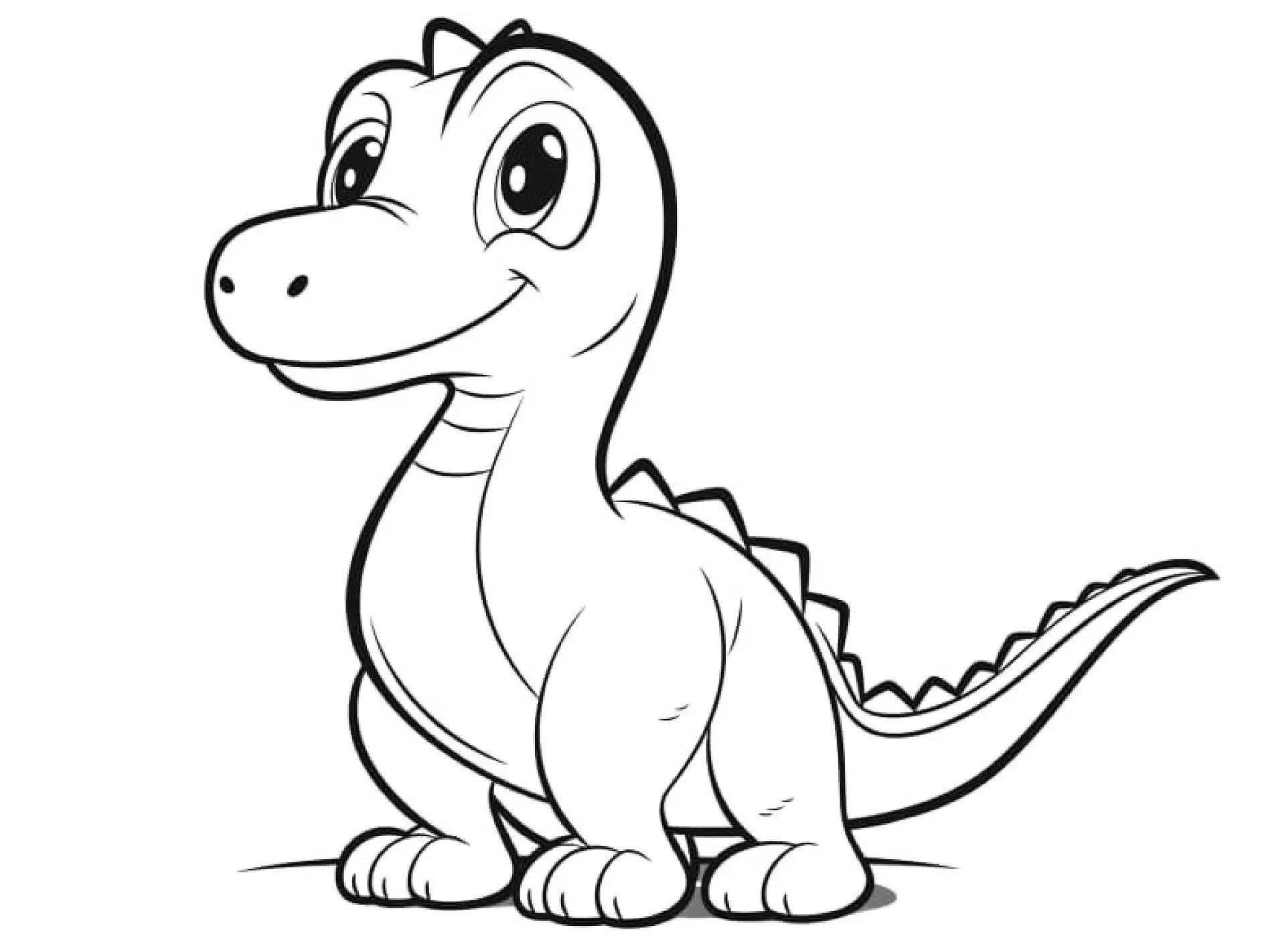 Ausmalbild Dinosaurier klein lächelnd