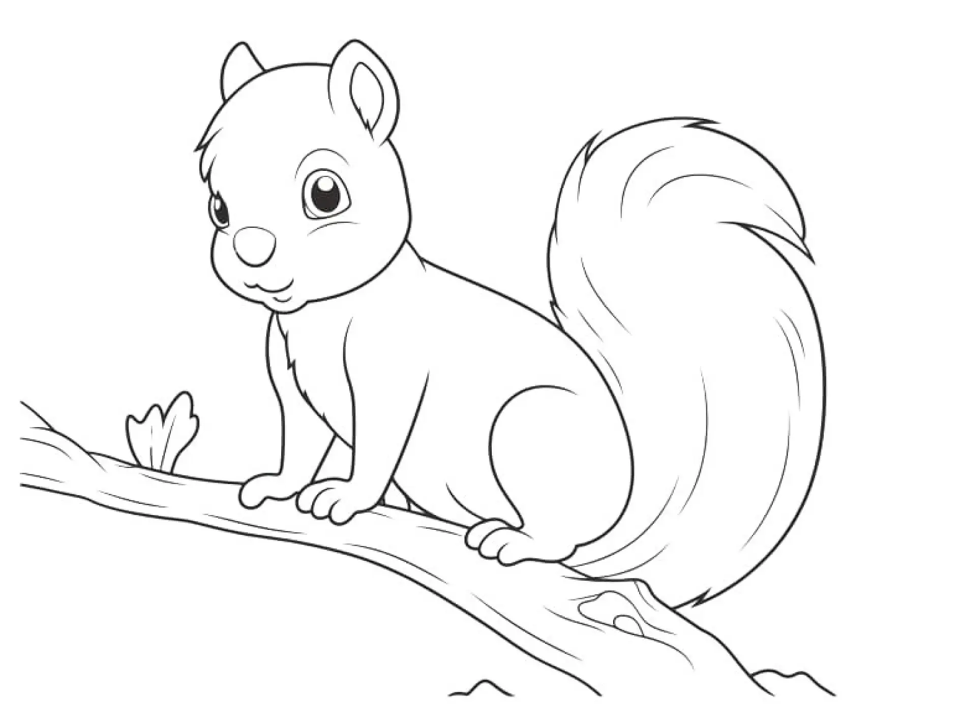 Ausmalbild Eichhörnchen klettert auf Ast