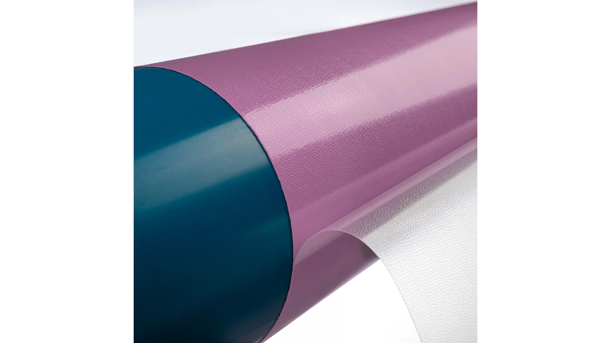 tesa® Softprint EA Flex Medium purple on sleeve with open liner