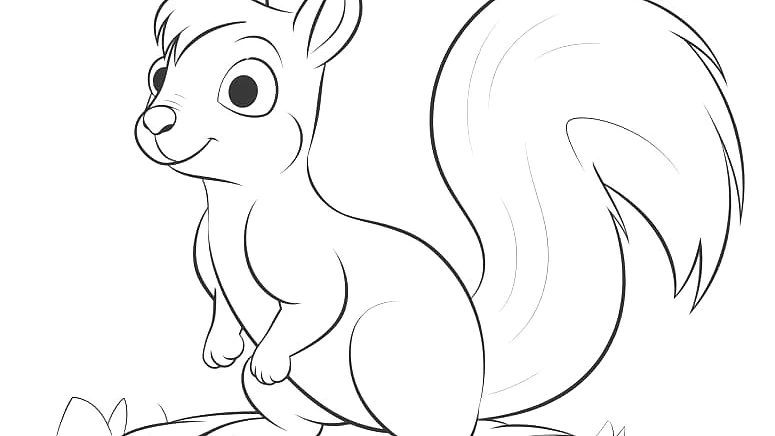 Ausmalbild Eichhörnchen lächelnd stehend