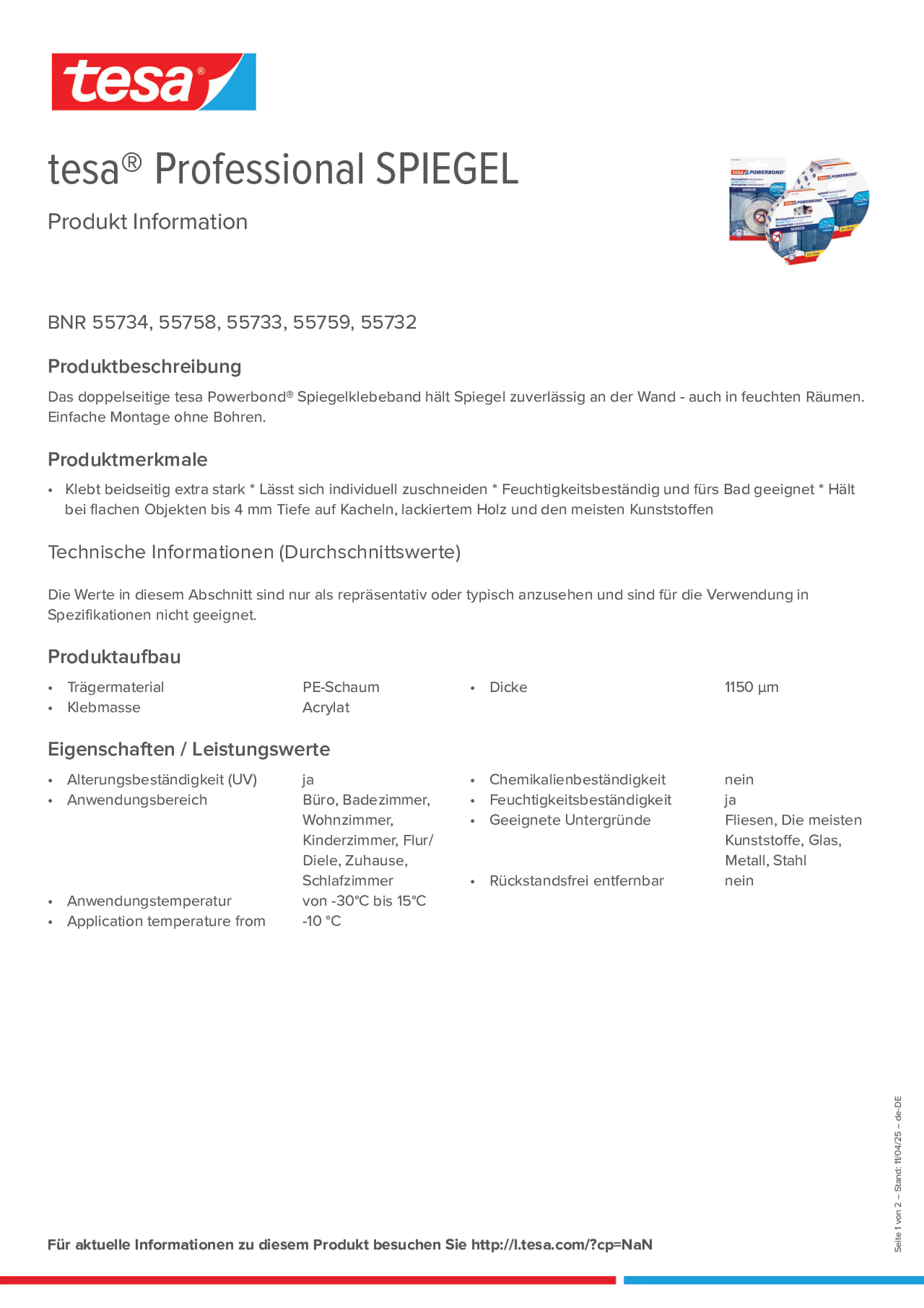 Product information_tesa® Professional 55733_de-DE