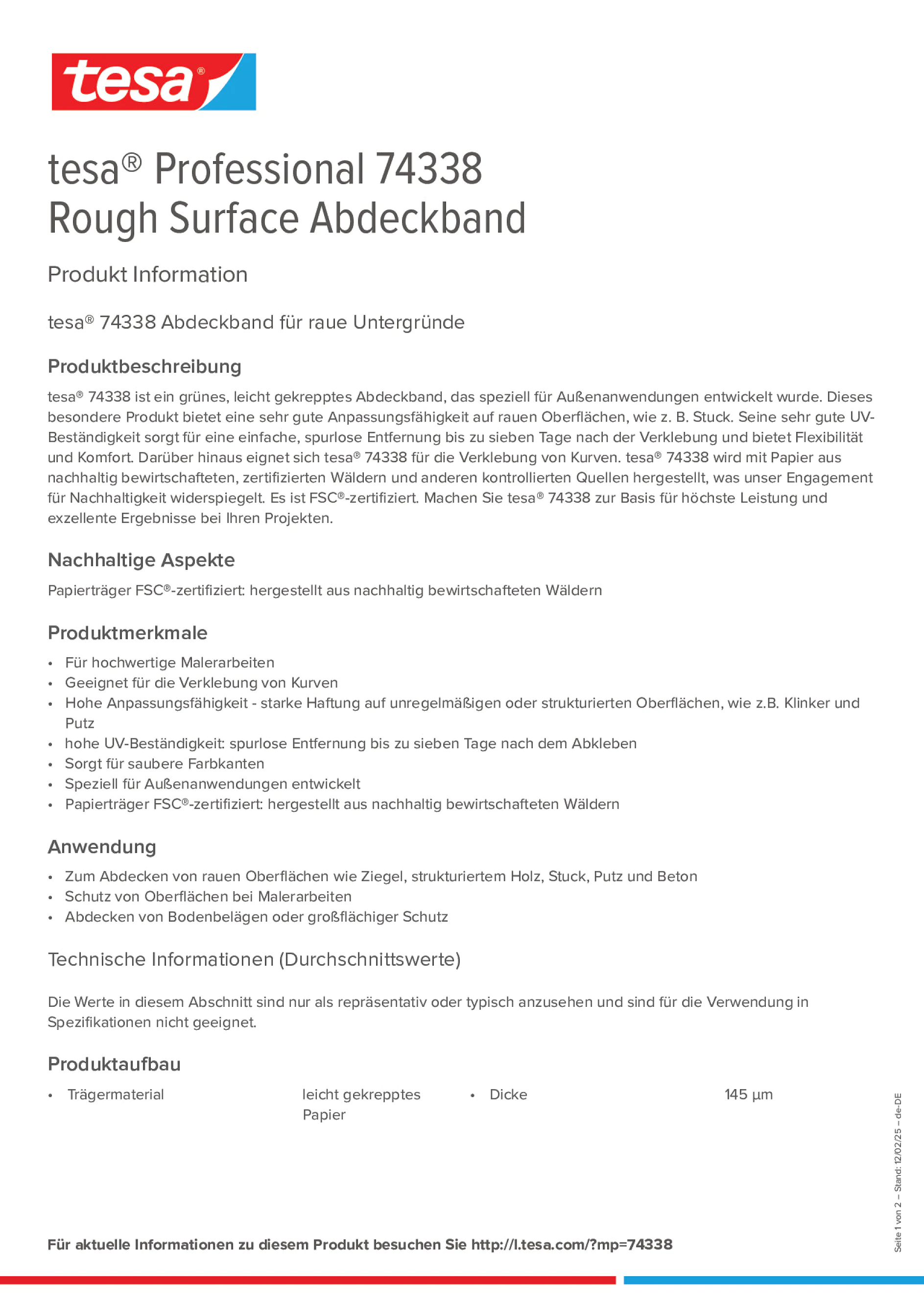 Product information_tesa® Professional 74338_de-DE