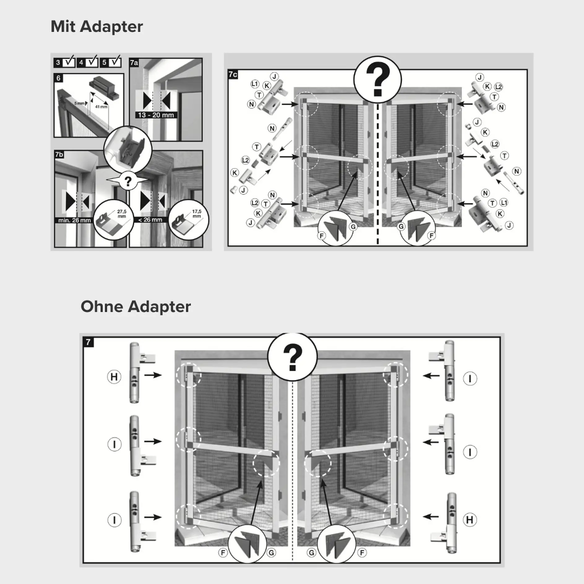 ALU Comfort Türen und Adapter Montageanleitung Schritt 07 Kombiniert