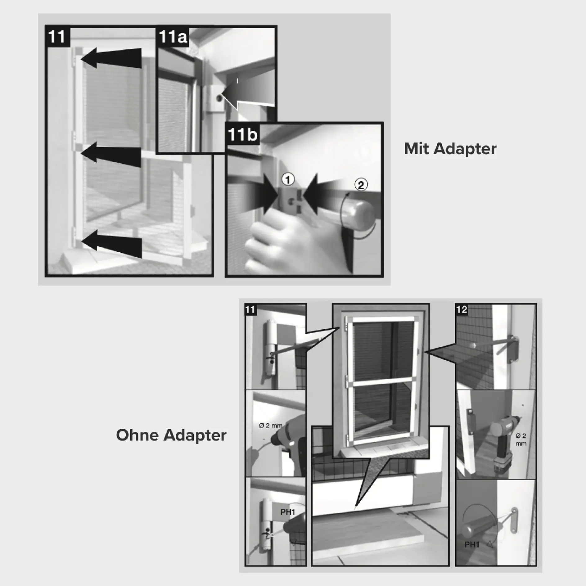 ALU Comfort Türen und Adapter Montageanleitung Schritt 11 Kombiniert