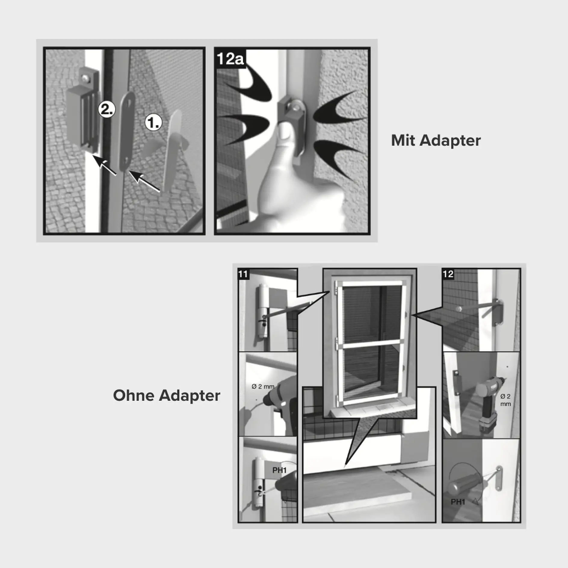 ALU Comfort Türen und Adapter Montageanleitung Schritt 12 Kombiniert