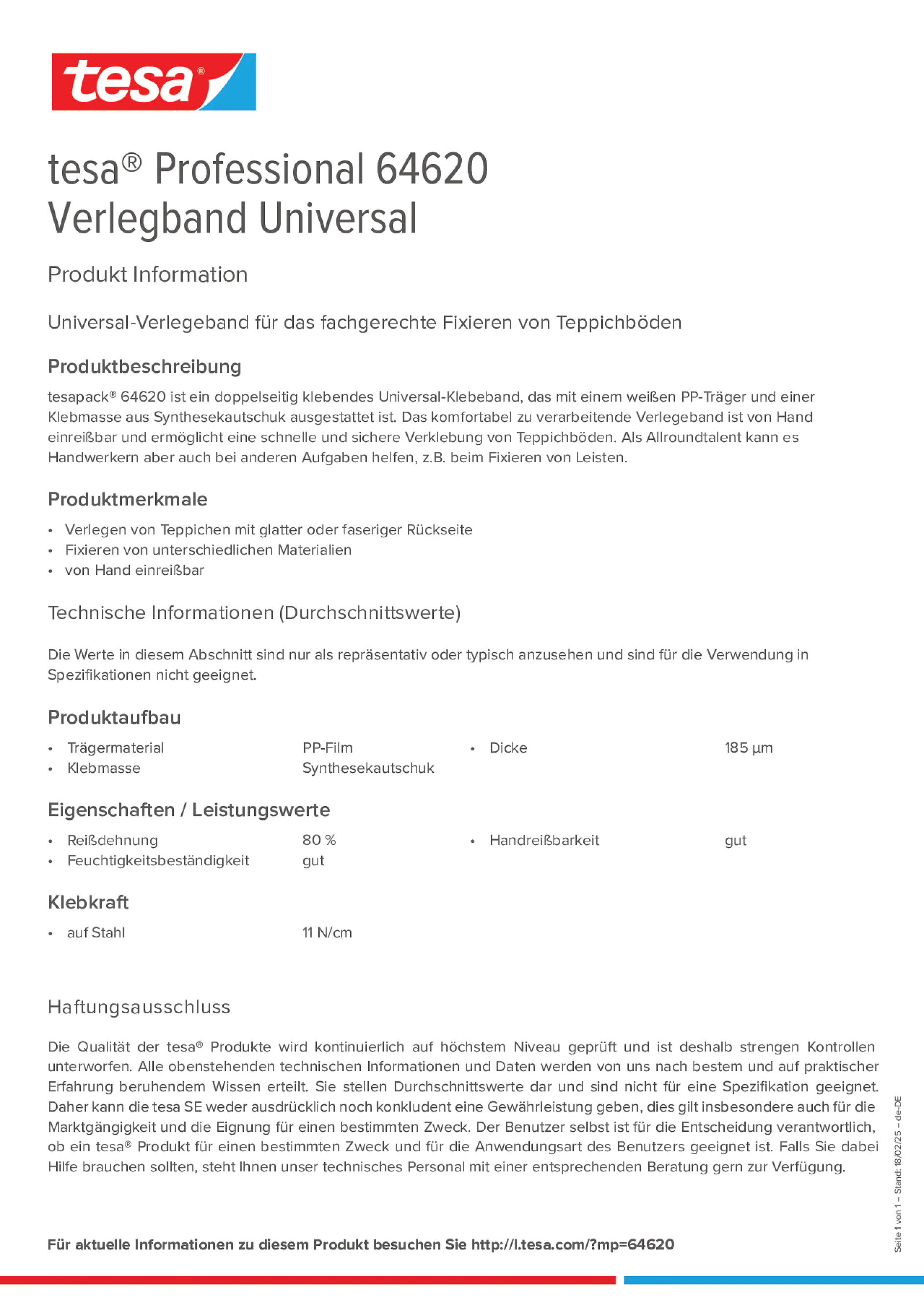 Product information_tesa® Professional 64620_de-DE