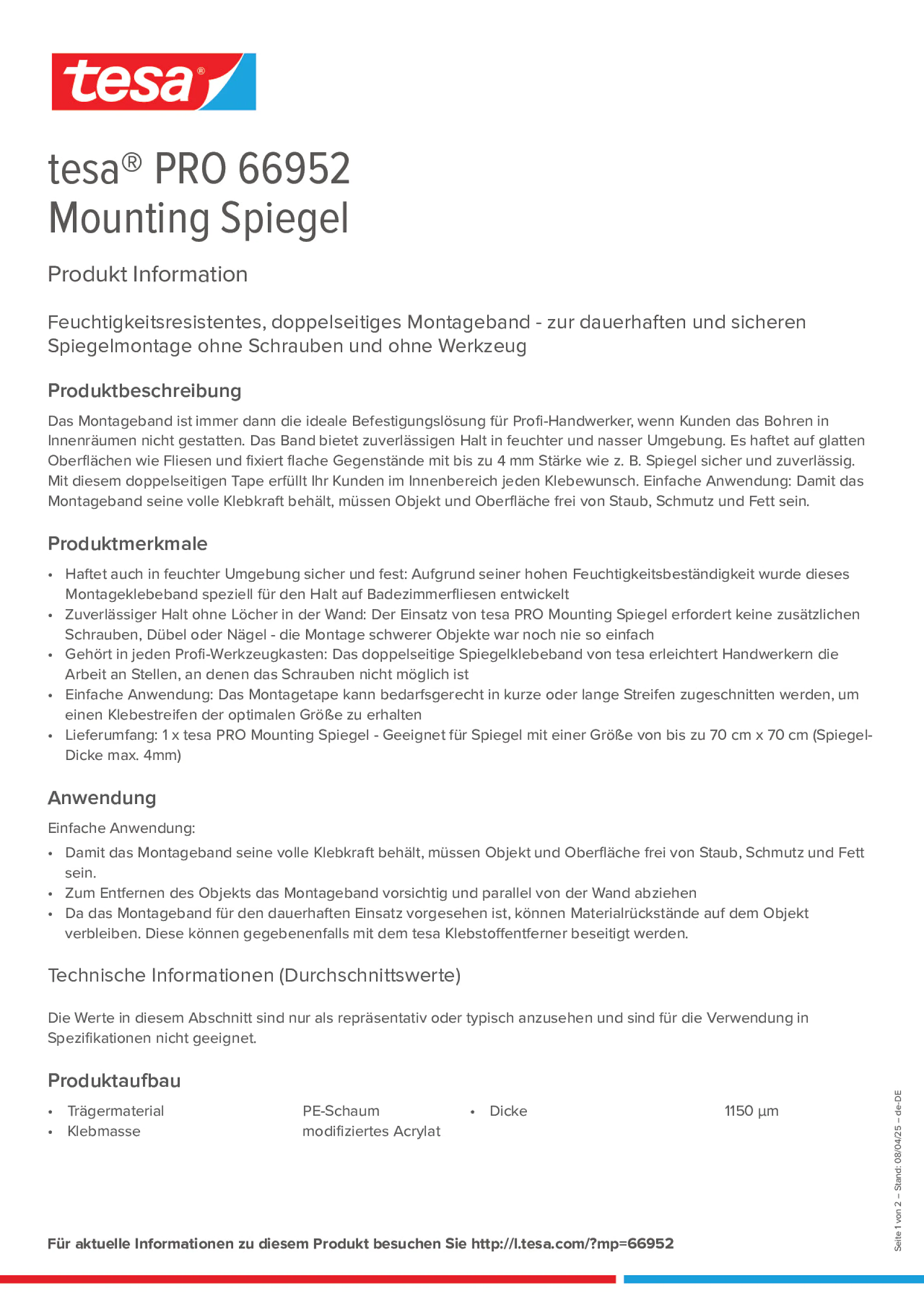 Product information_tesa® PRO 66952_de-DE