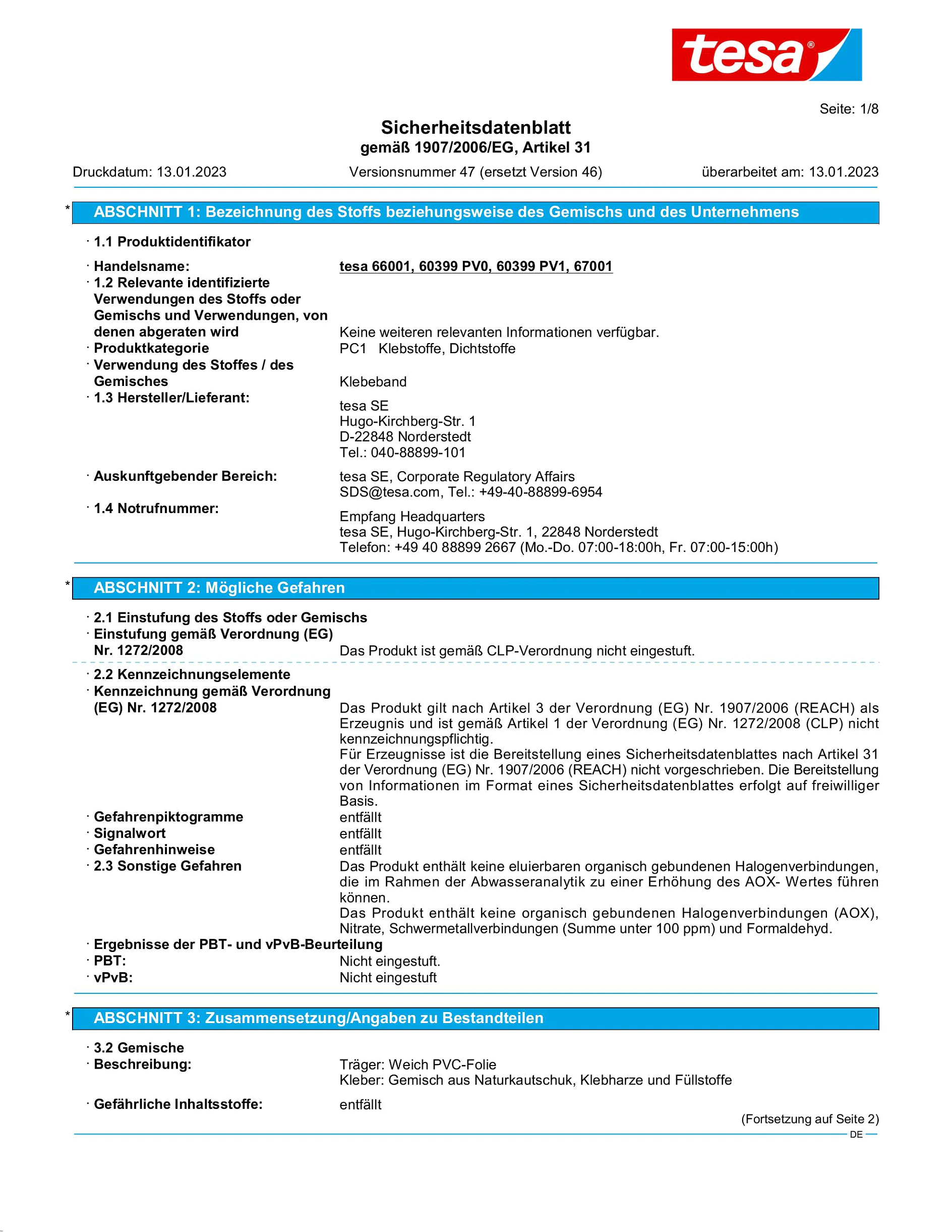 Safety data sheet_tesa® Professional 66001_de-DE_v47