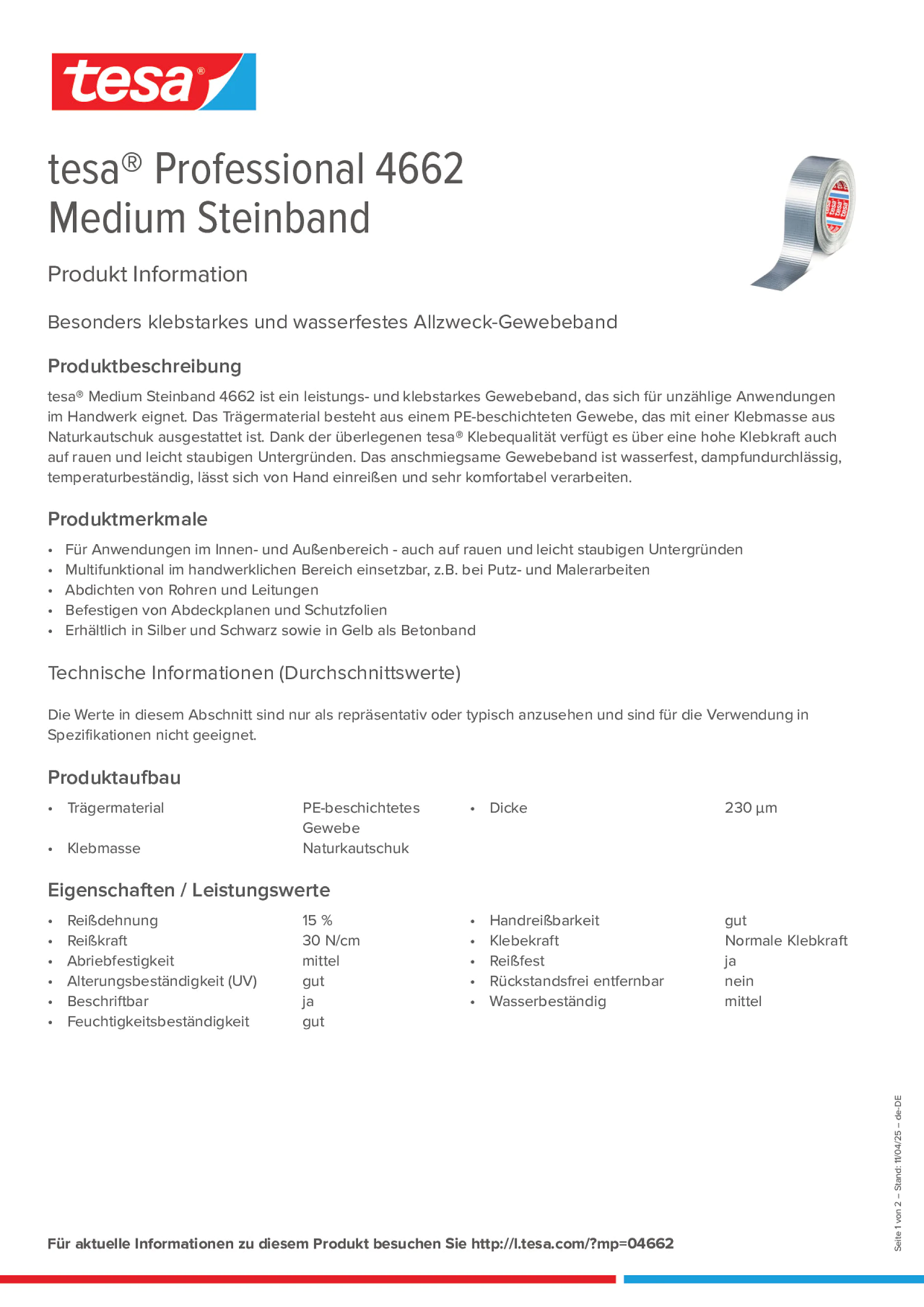 Product information_tesa® Professional 4662_de-DE