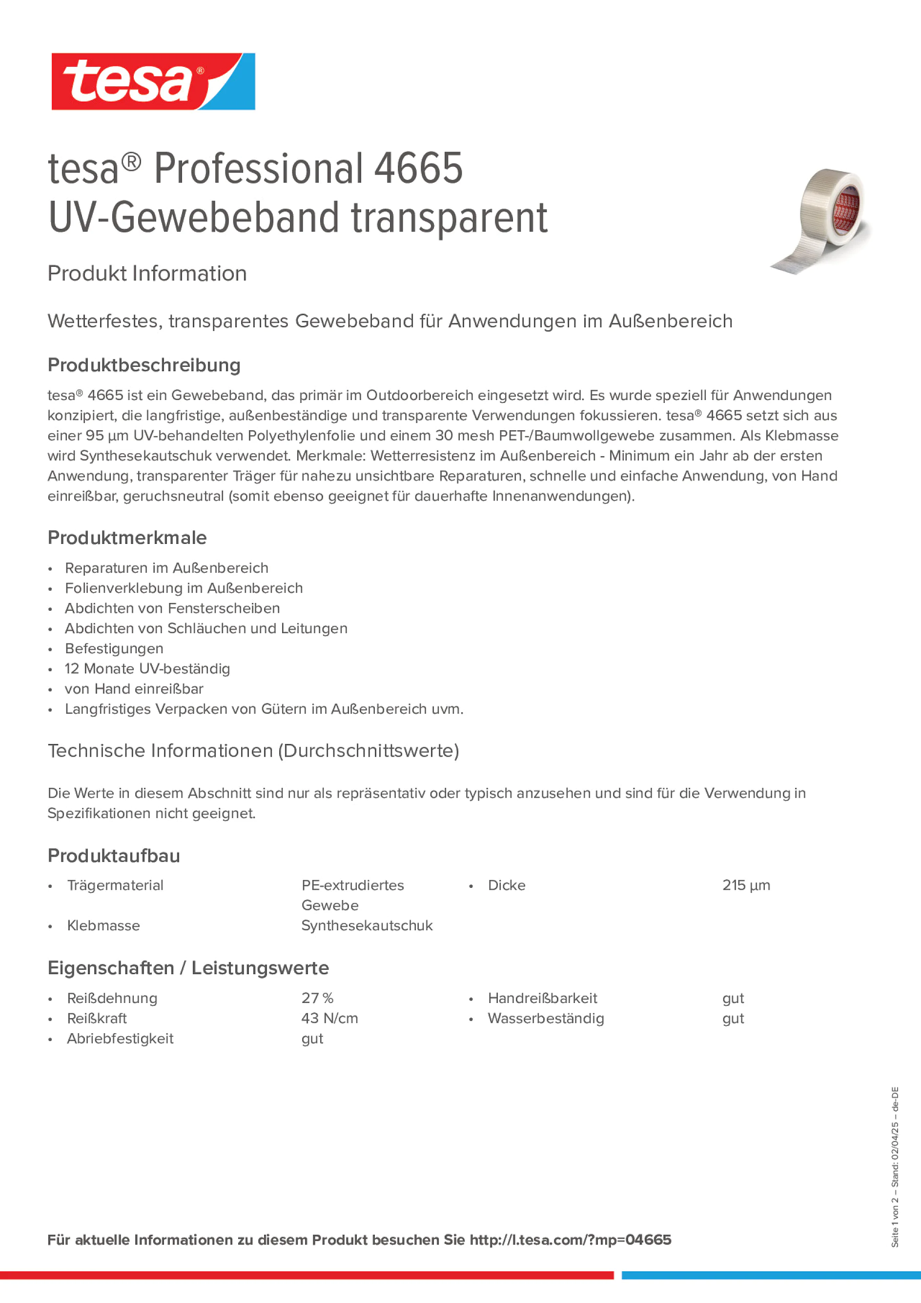 Product information_tesa® Professional 04665_de-DE