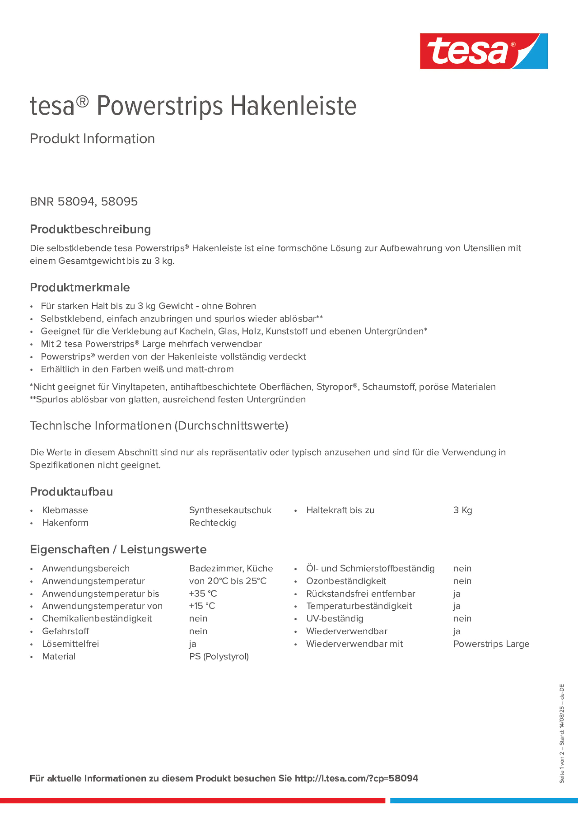 Product information_tesa® Powerstrips 58095_de-DE