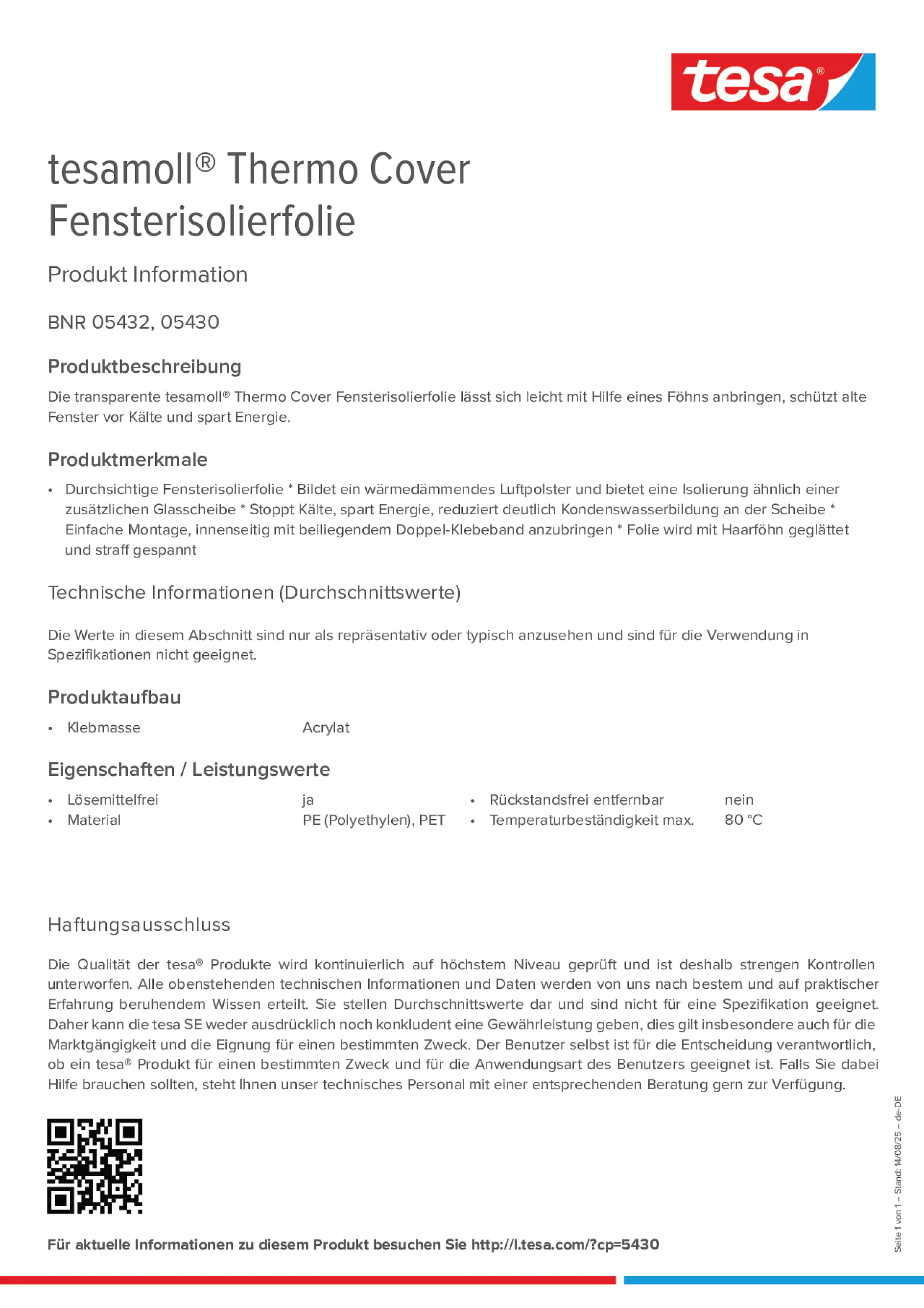 Product information_tesamoll® 5430_de-DE