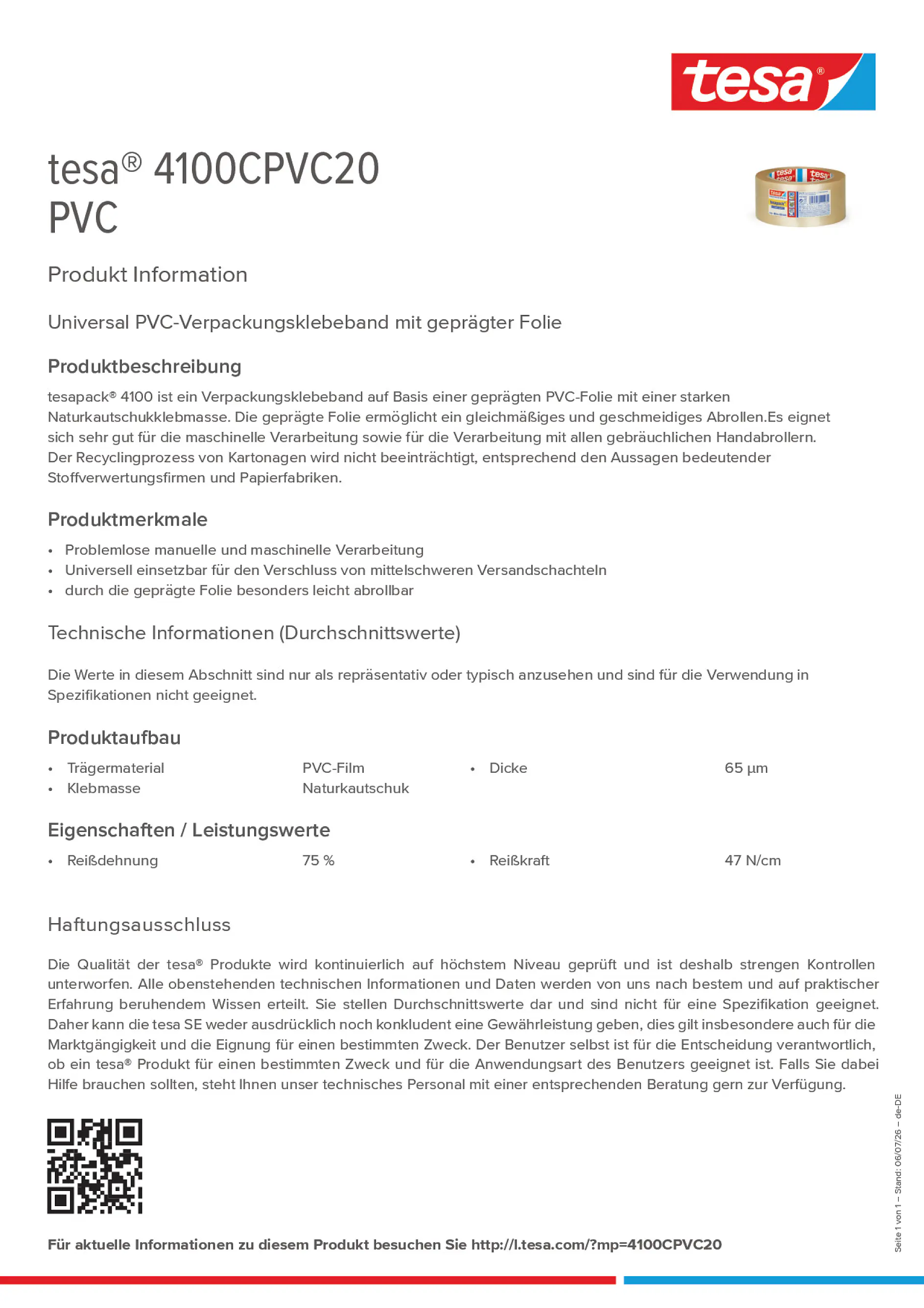 Product information_tesa® 4100CPVC20_de-DE