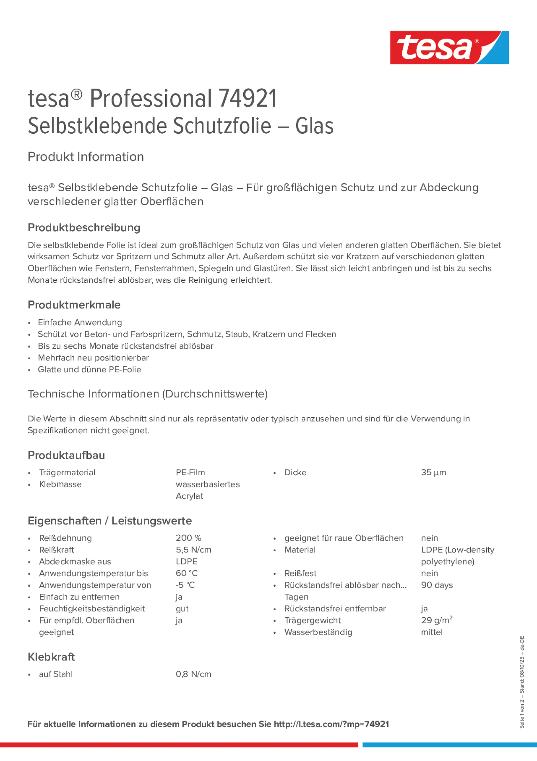 Product information_tesa® Professional 74921_de-DE