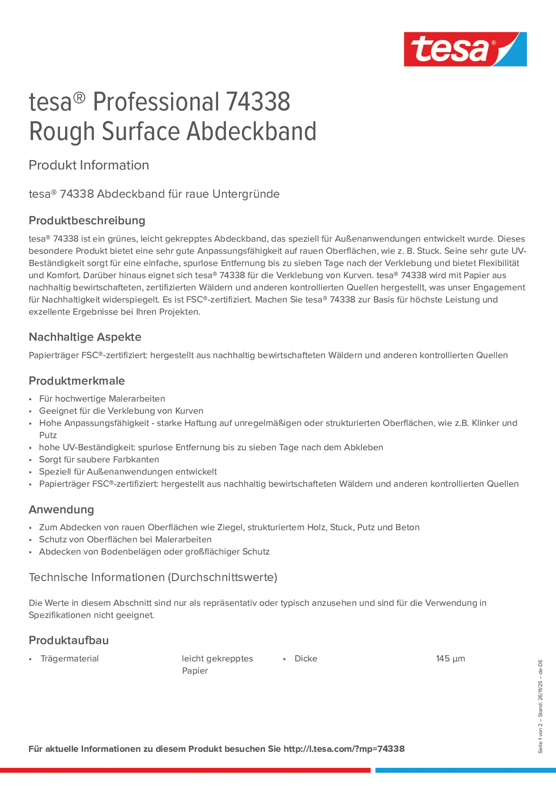 Product information_tesa® Professional 74338_de-DE