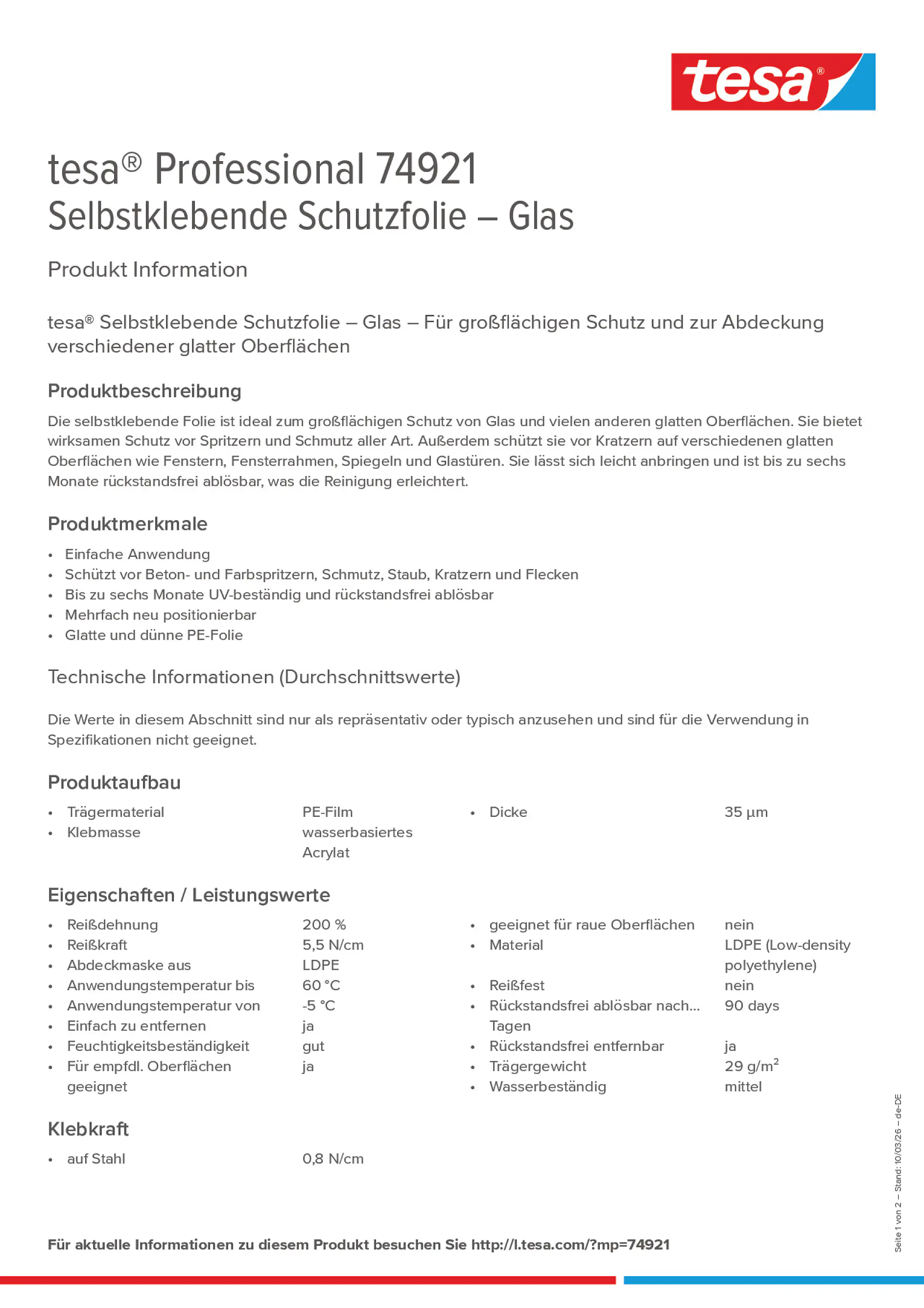 Product information_tesa® Professional 74921_de-DE