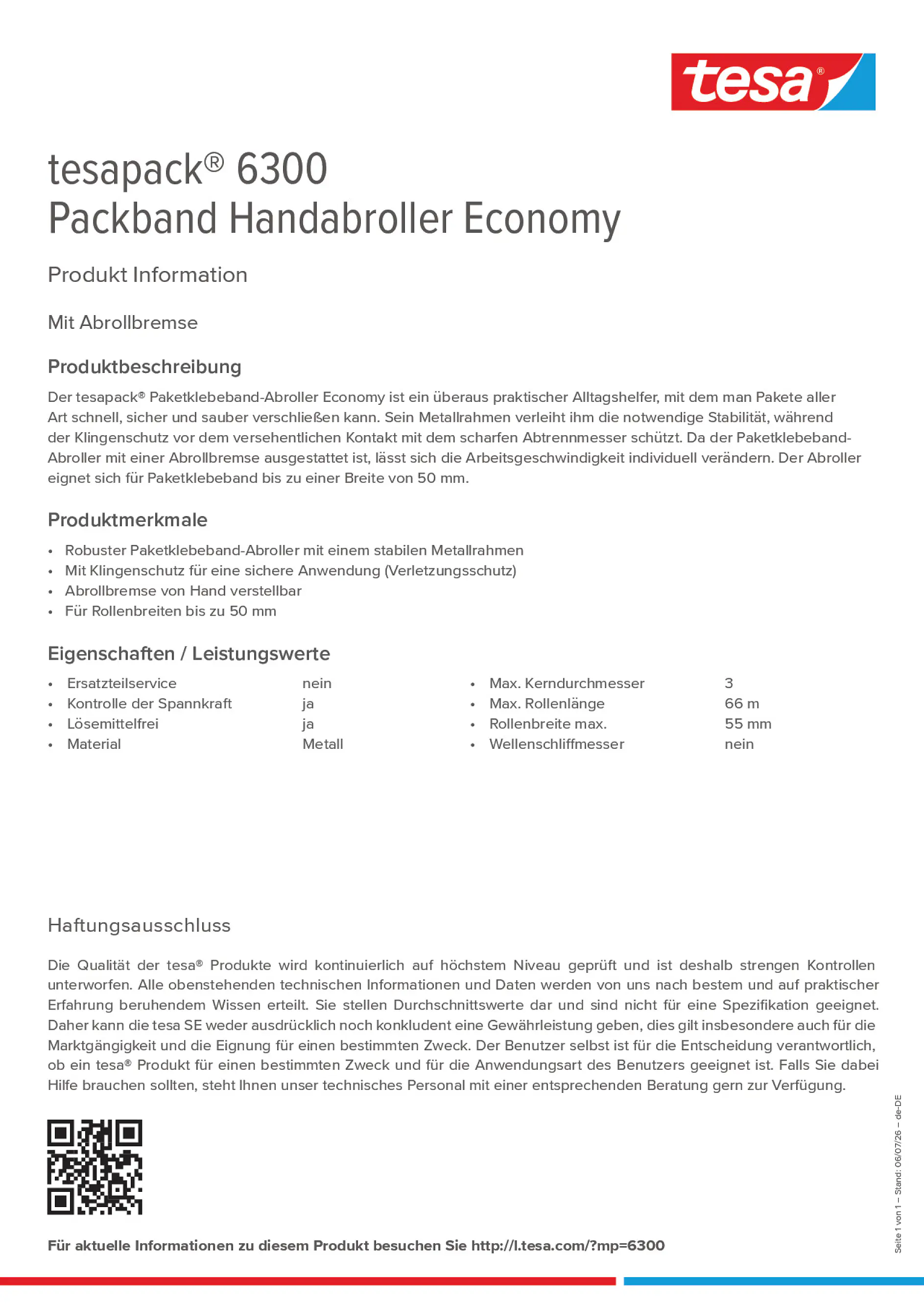 Product information_tesapack® 6300_de-DE