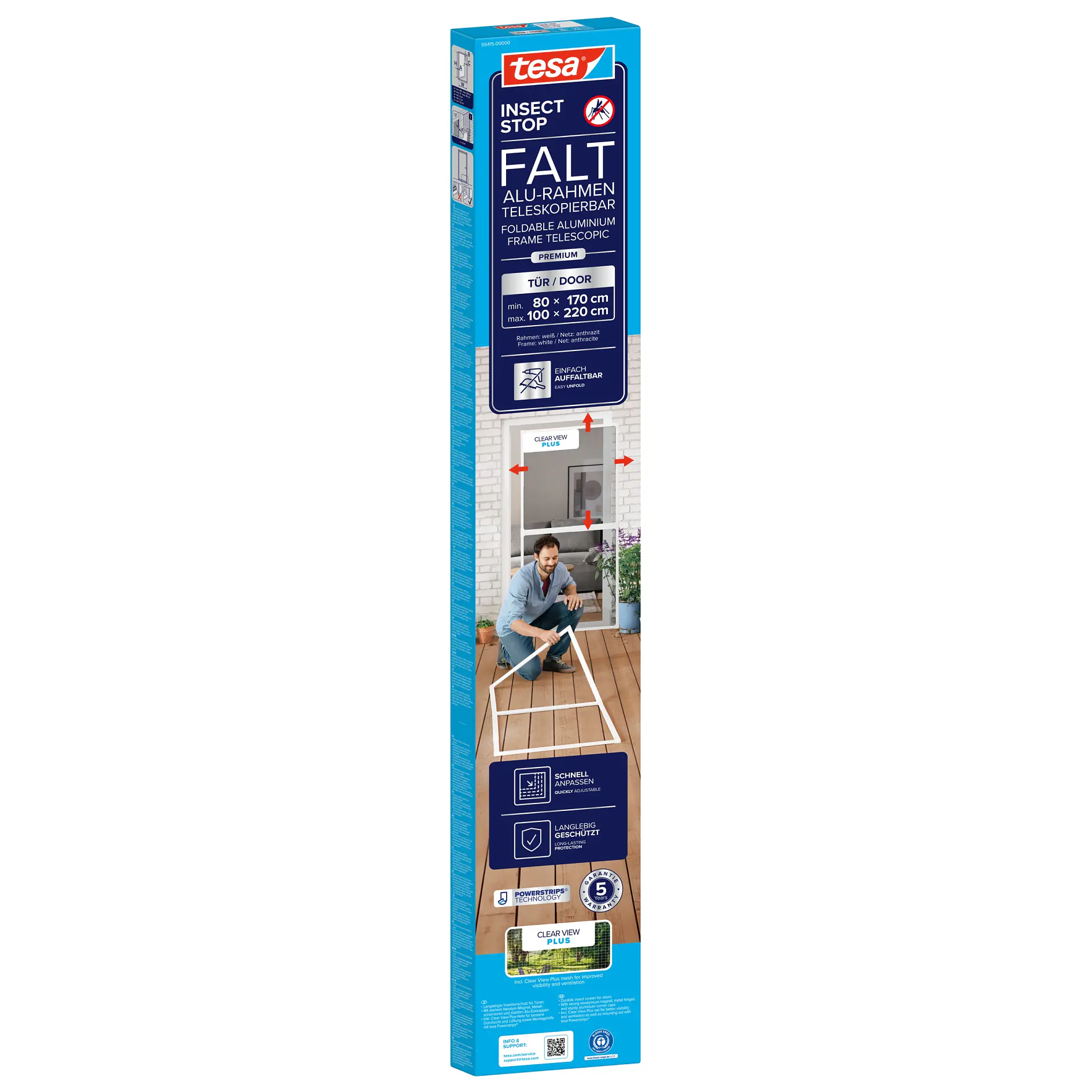 tesa impact stop floor protection film roll leaning against a wall, with a man installing wooden flooring indoors (This text has been generated by AI)