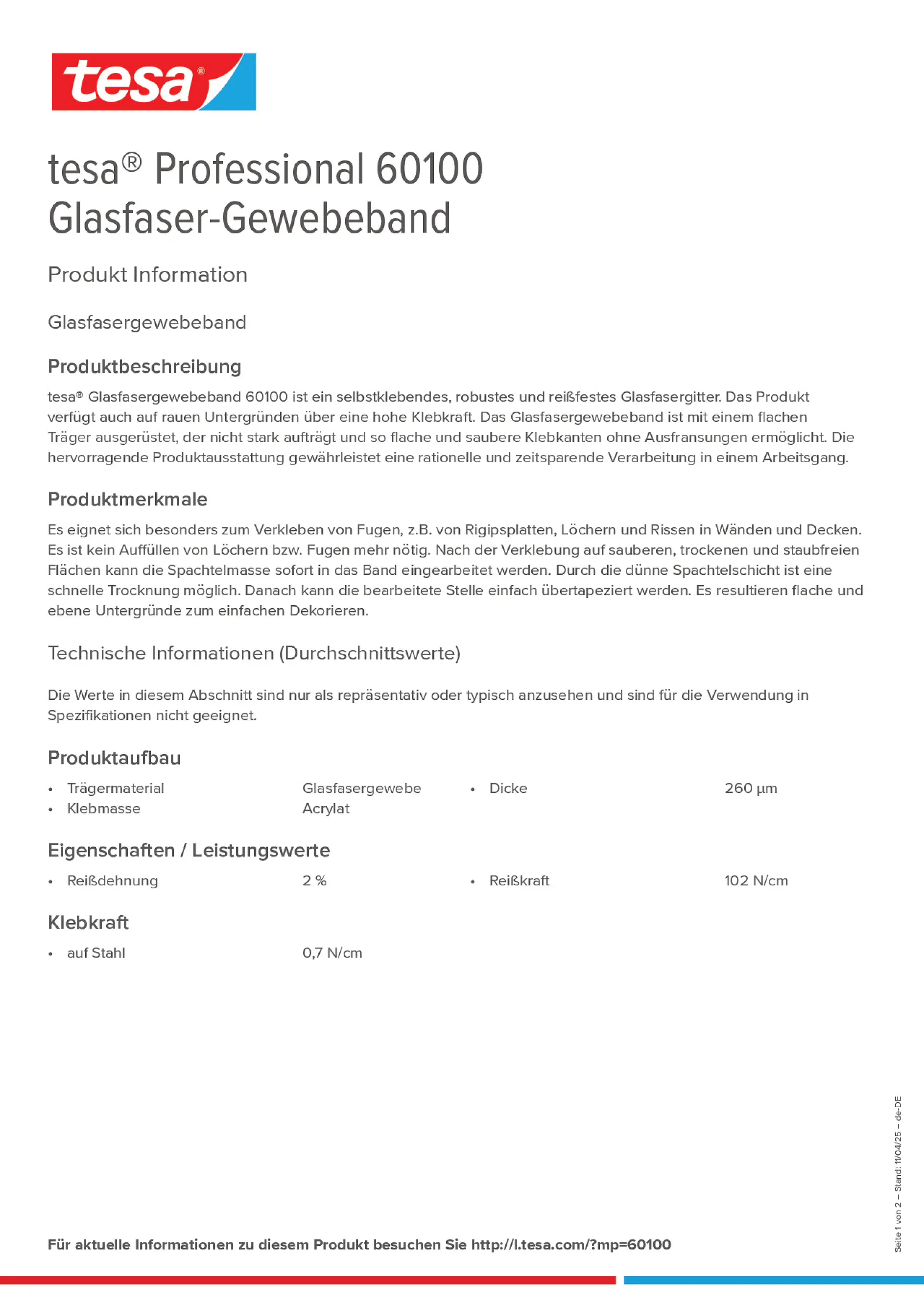 Product information_tesa® Professional 60100_de-DE