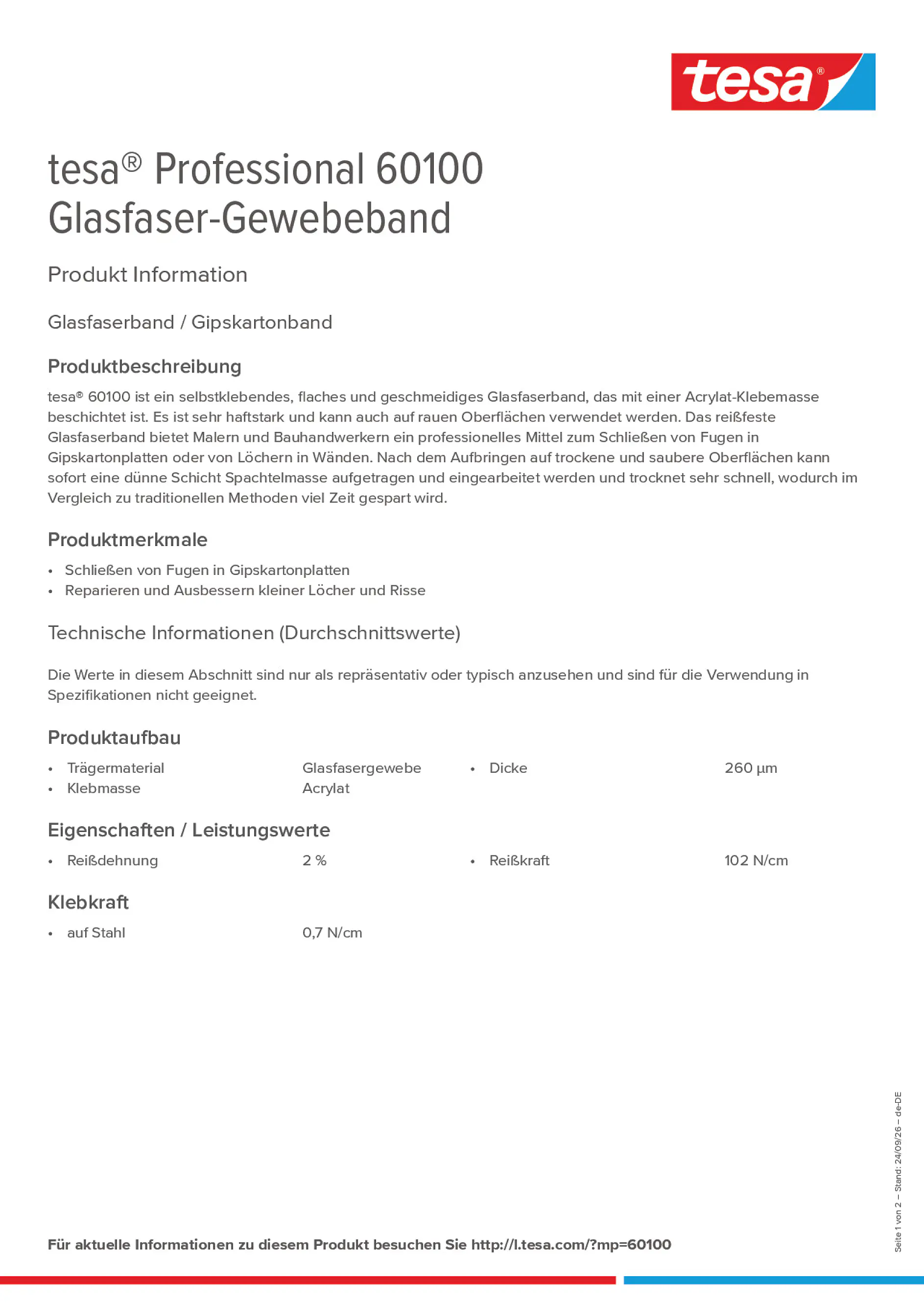 Product information_tesa® Professional 60100_de-DE
