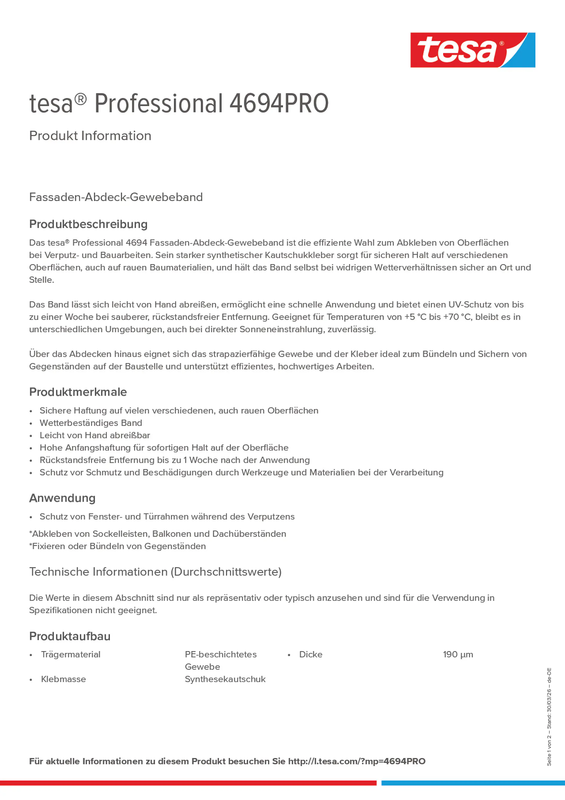 Product information_tesa® Professional 4694PRO_de-DE
