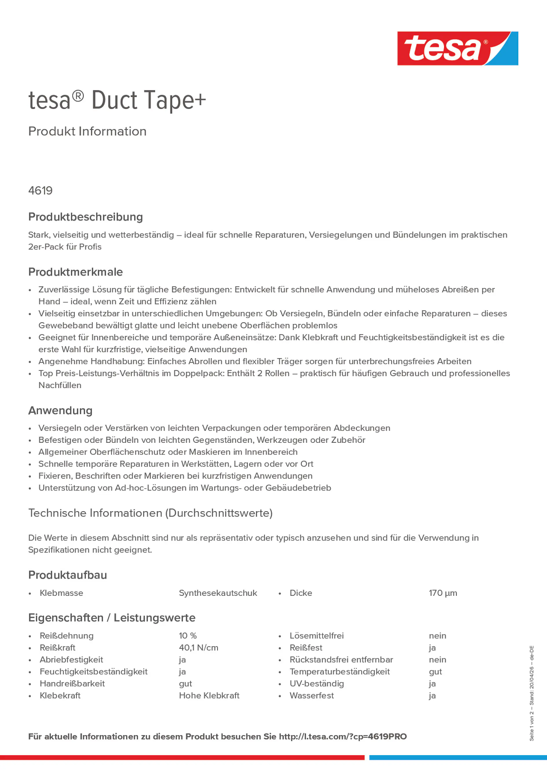 Product information_tesa® 4619PRO_de-DE