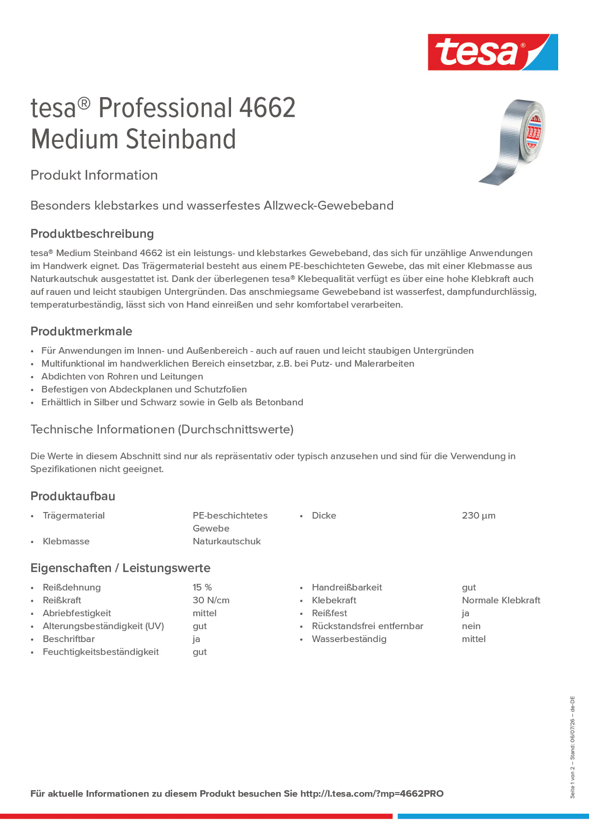 Product information_tesa® Professional 4662_de-DE