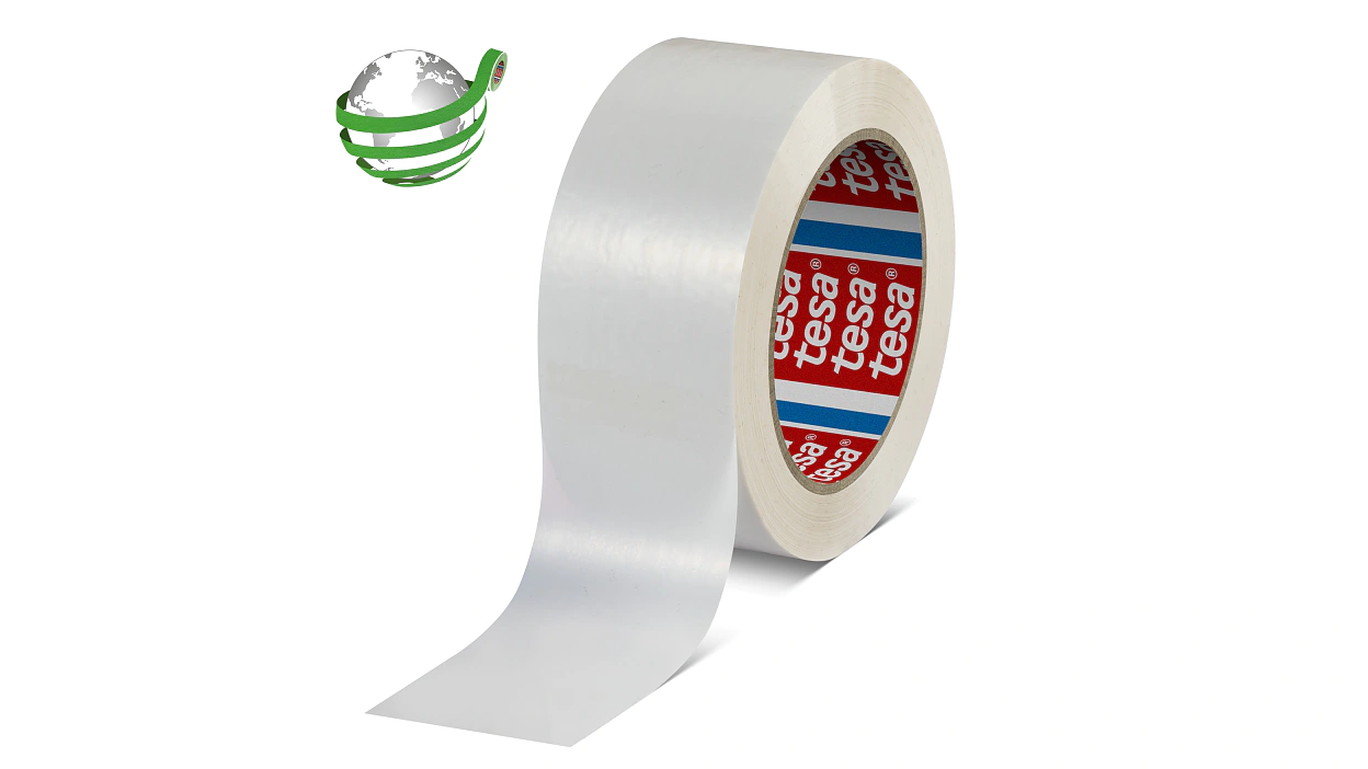 tesa-ID-60418-recycled-pet-packaging-tape-white-60418-00002-00-with-marker