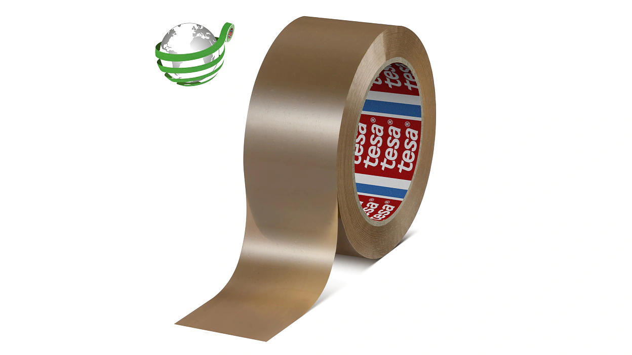 tesa-ID-60418-recycled-pet-packaging-tape-brown-60418-00004-00-with marker