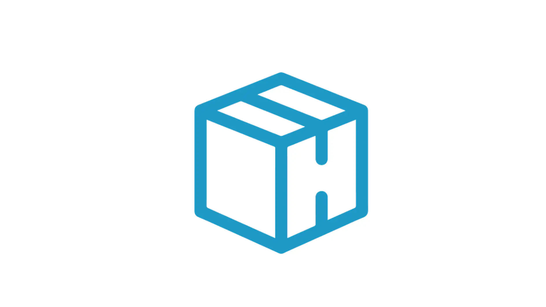 A blue cube icon is displayed against a white background. The cube is depicted in an isometric view with visible front, top, and right faces. The design features simple, bold lines without additional details. (This text has been generated by AI)