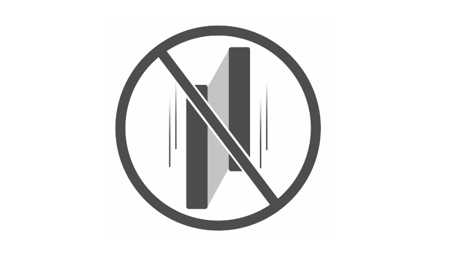 A circular sign features a vertical black rectangle and its shadow in the center, with two diagonal lines on either side. A red diagonal line crosses over, indicating the prohibition of double parking. There is no mention of tape in this text, so no changes related to tesa tape are necessary. (This text has been generated by AI)