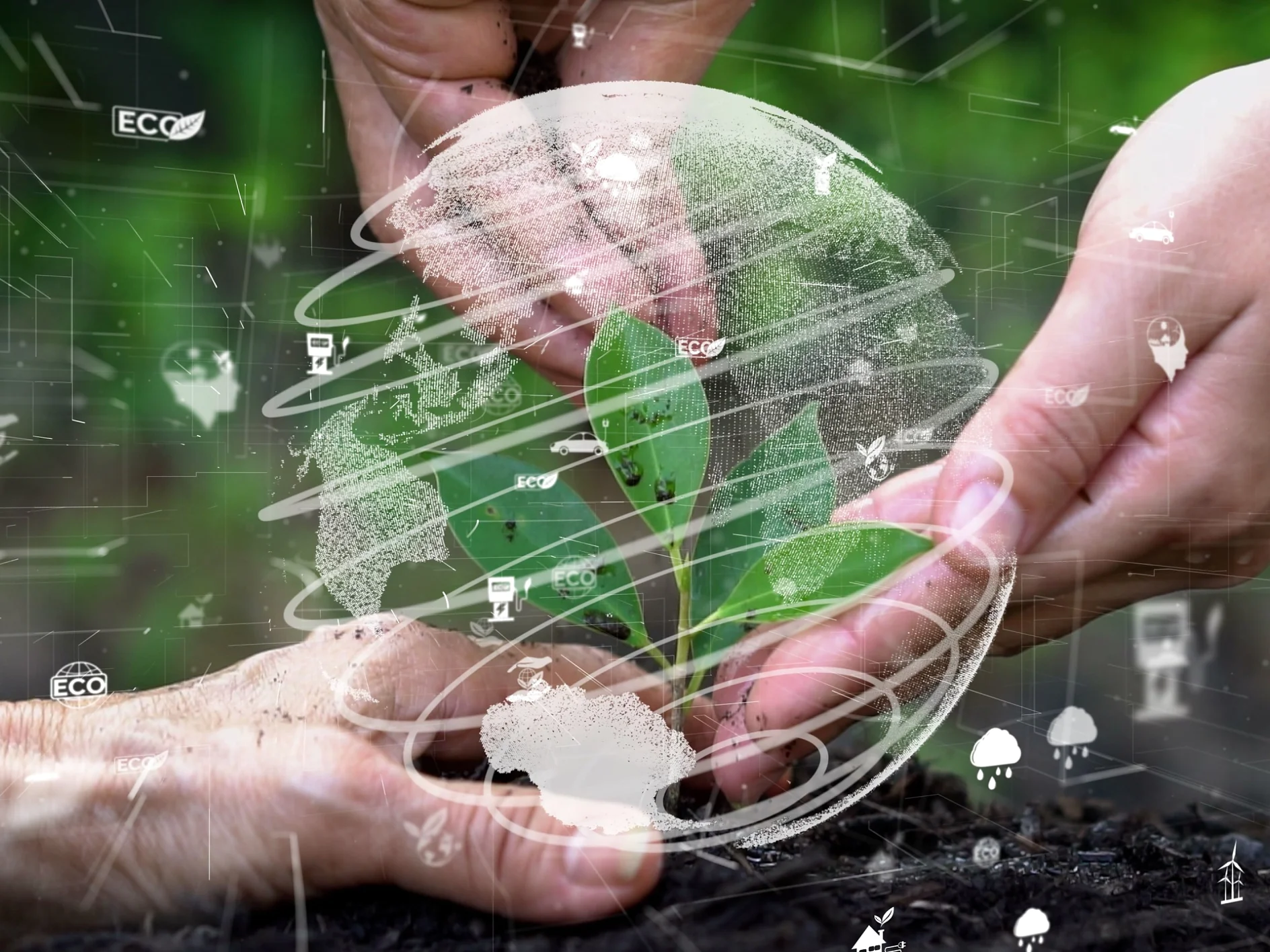 Future environmental conservation and sustainable ESG modernization development by using technology of renewable resources to reduce pollution and carbon emission .