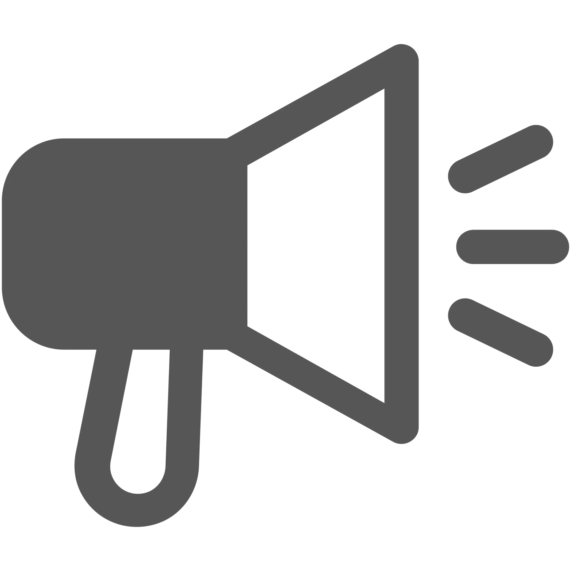 An icon of a megaphone in a flat, monochrome style. The megaphone is facing to the right, with three lines representing sound waves emanating from the speaker. The image background is plain, emphasizing the bold, solid design of the megaphone. (This text has been generated by AI)
