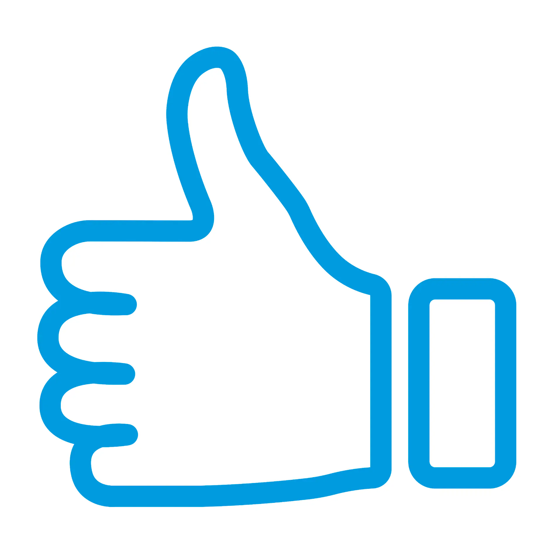 A blue thumb up symbol. (This text has been generated by AI)