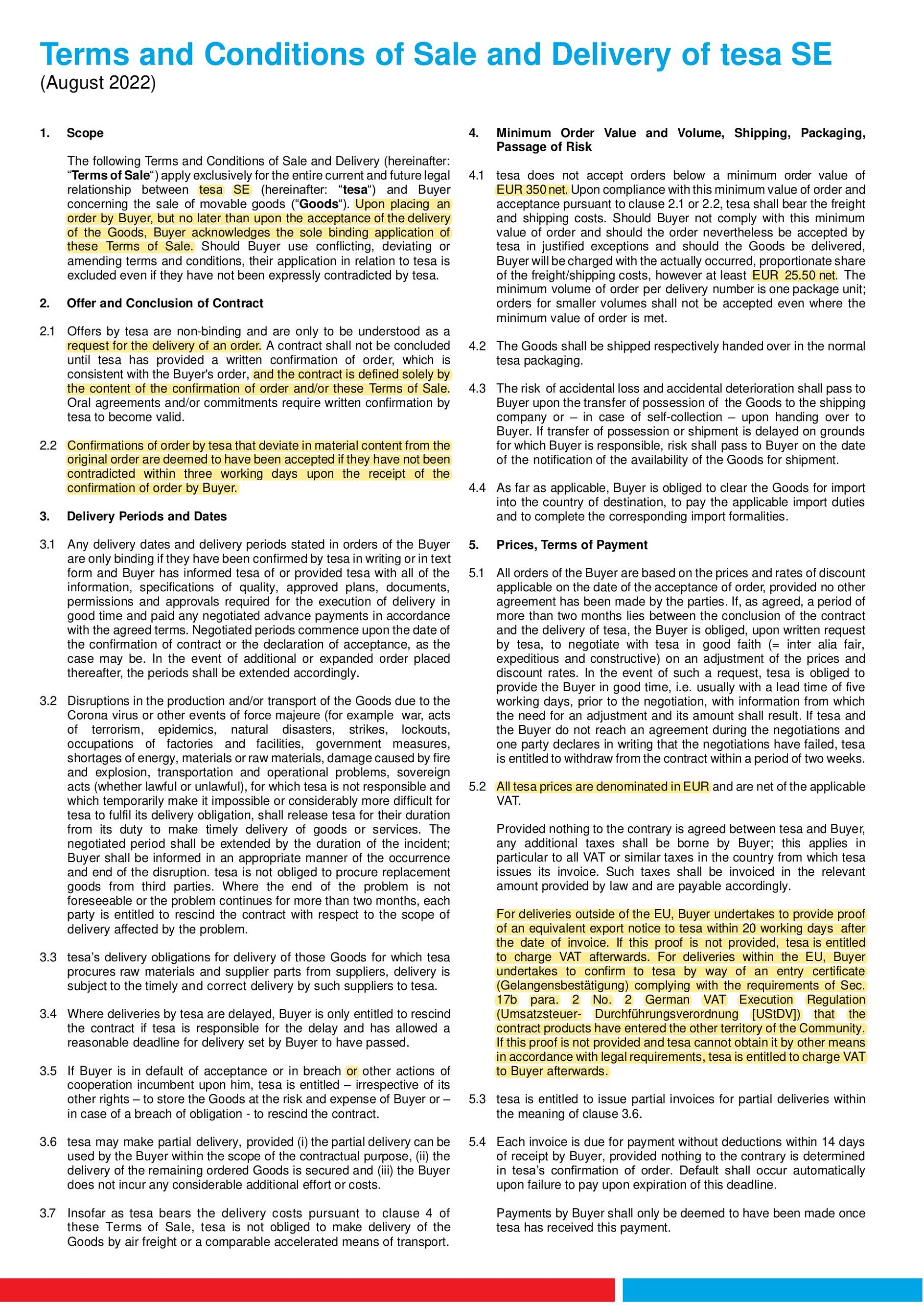 Terms &amp; Conditions - tesa