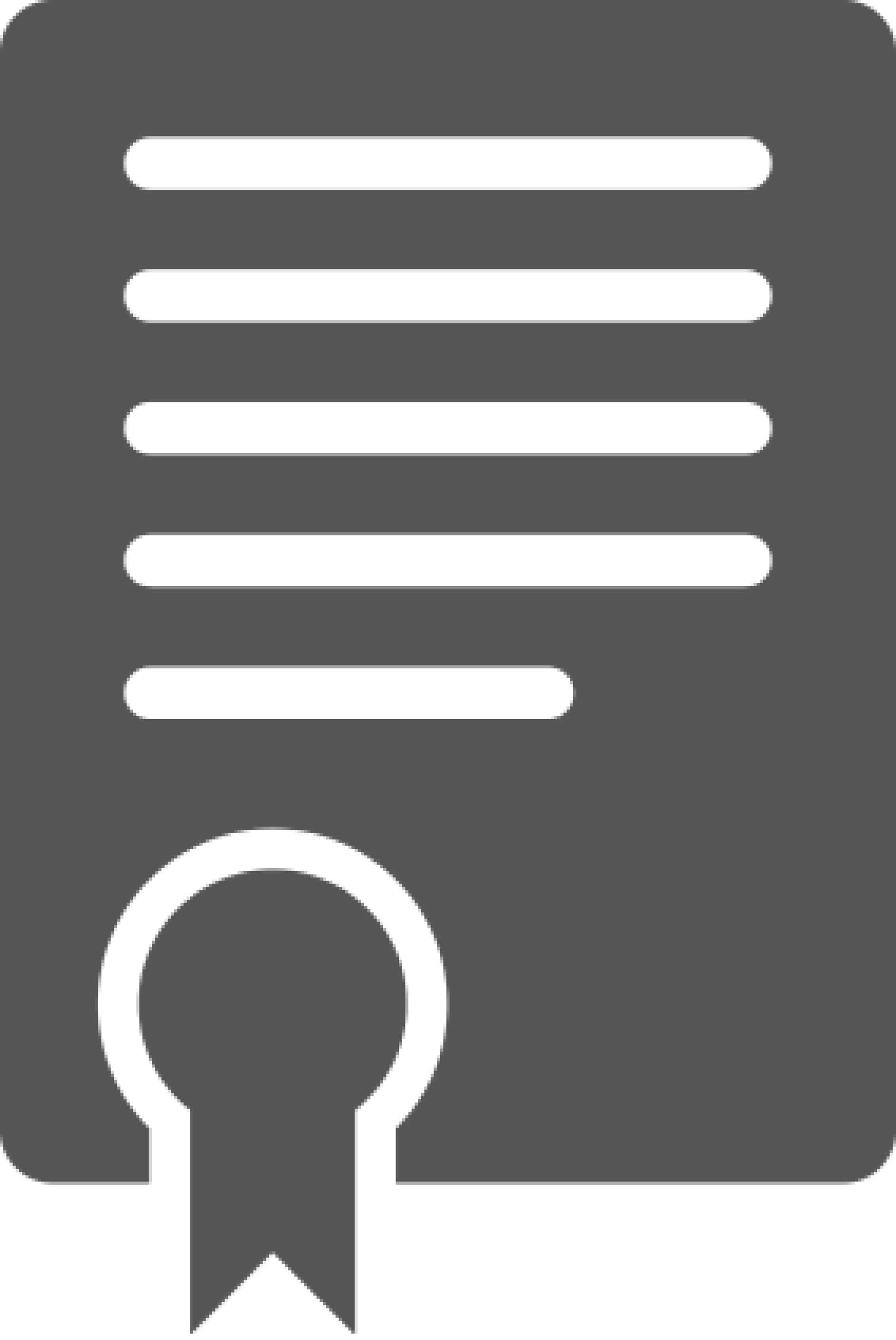 29_Icon_Zertifikat_300dpi A grayscale icon of a certificate with several horizontal lines representing text. A ribbon is attached at the bottom center, indicating it is a document of achievement or authorization. (This text has been generated by AI)