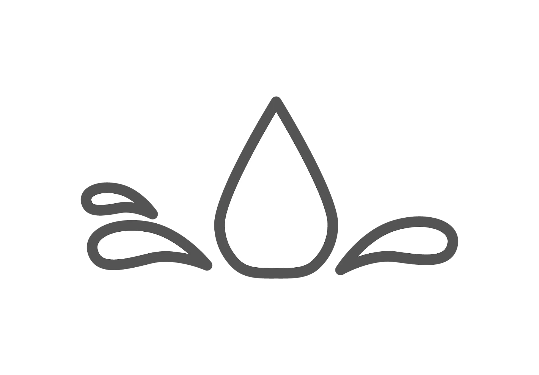 A stylized icon of a water droplet with three smaller droplets splashing outward. The central droplet is pointed at the top and rounded at the bottom, with two droplets on the left and one on the right. (This text has been generated by AI)