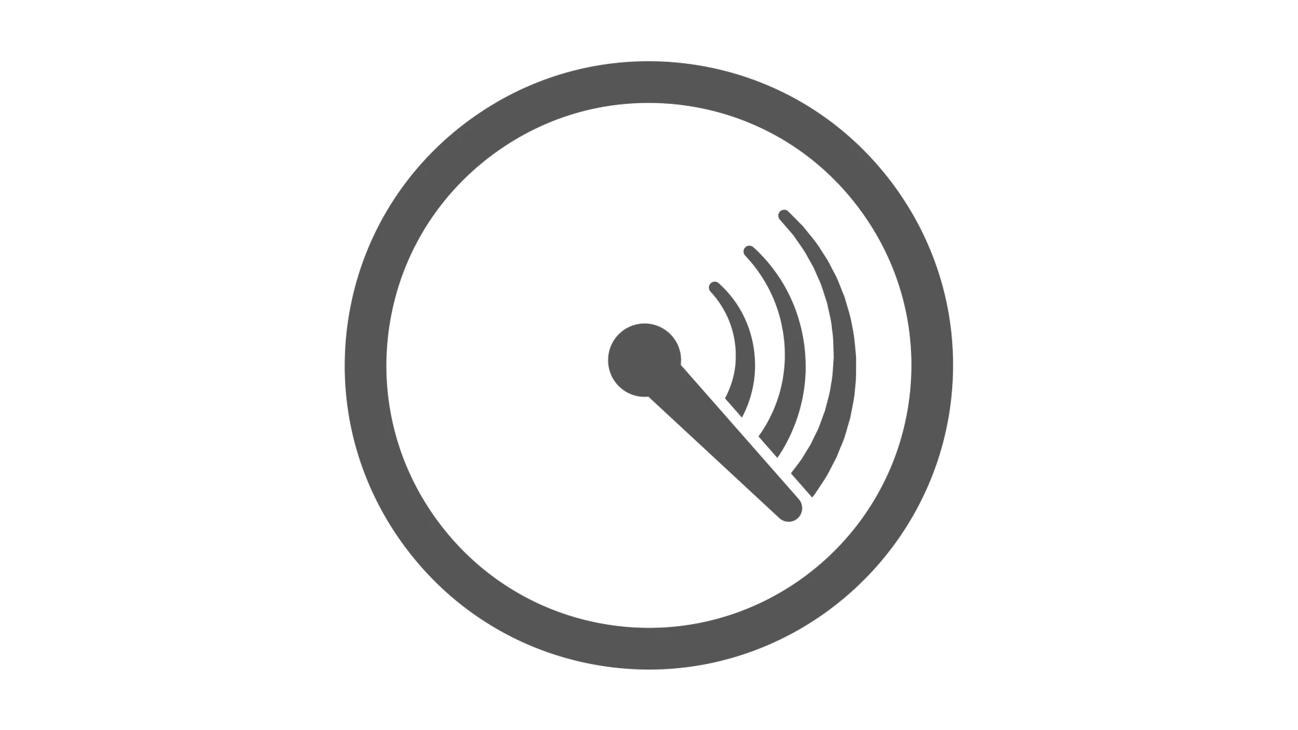 A circular gauge icon with a needle pointing to the right. It has three curved lines on the right side, indicating measurement or signal strength within a circular border. The icon is in grayscale. (This text has been generated by AI)